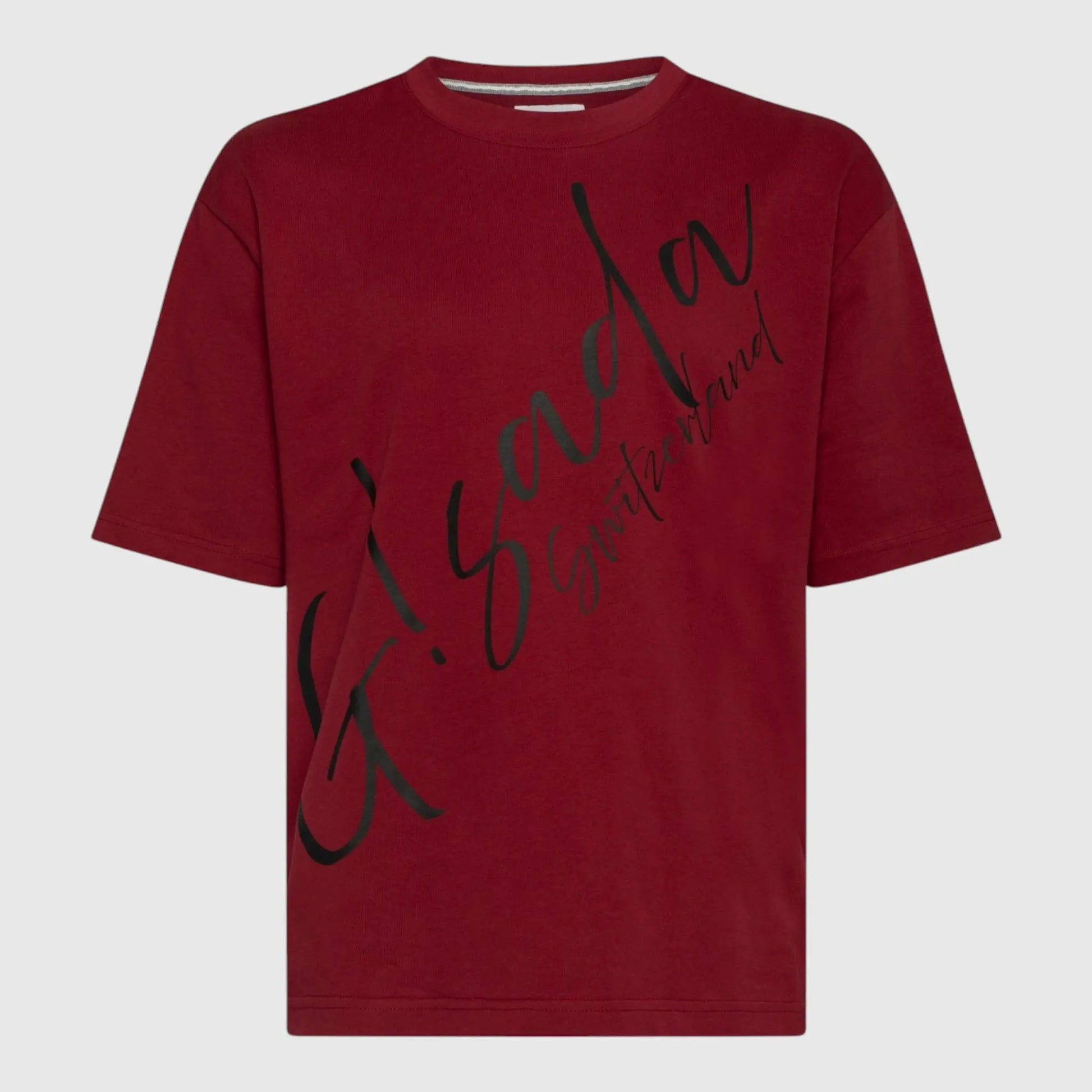 Oversized T-Shirt in Heavy Cotton with Cursive Print - Gisada.com