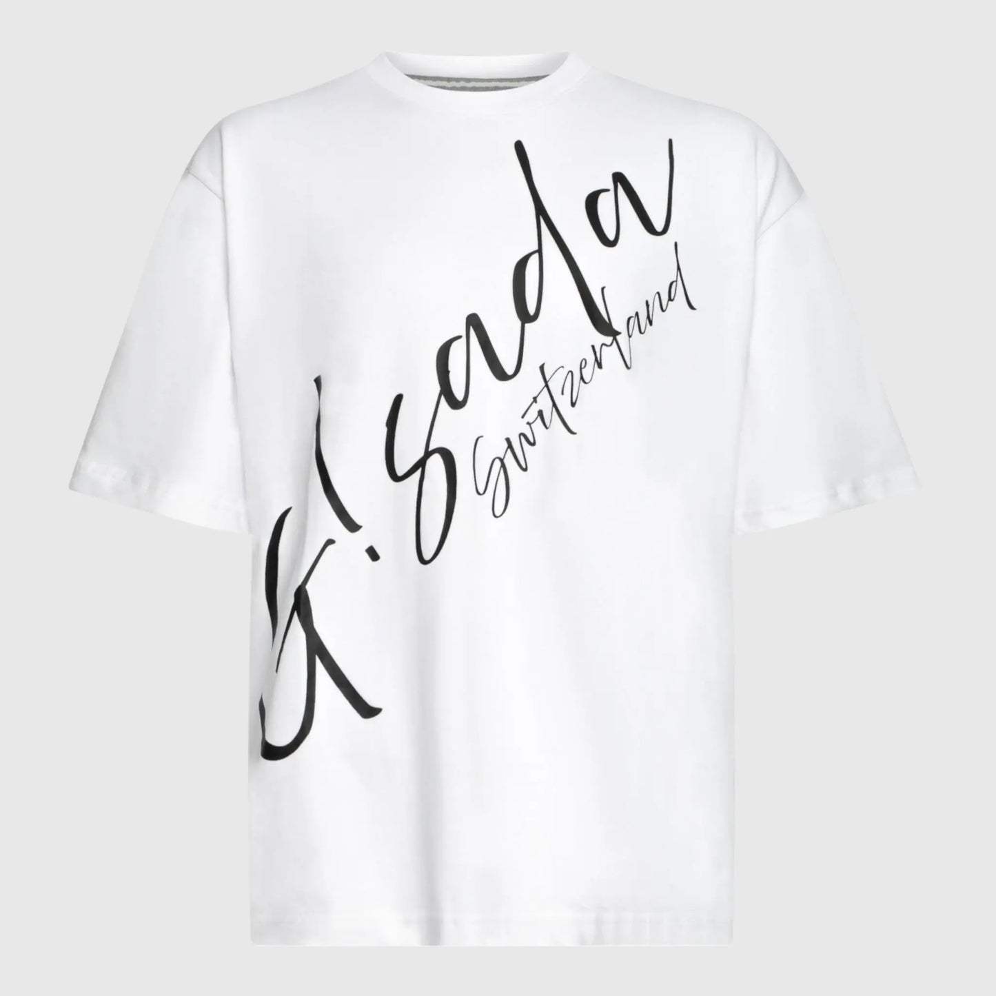 Oversized T-Shirt in Heavy Cotton with Cursive Print - Gisada.com
