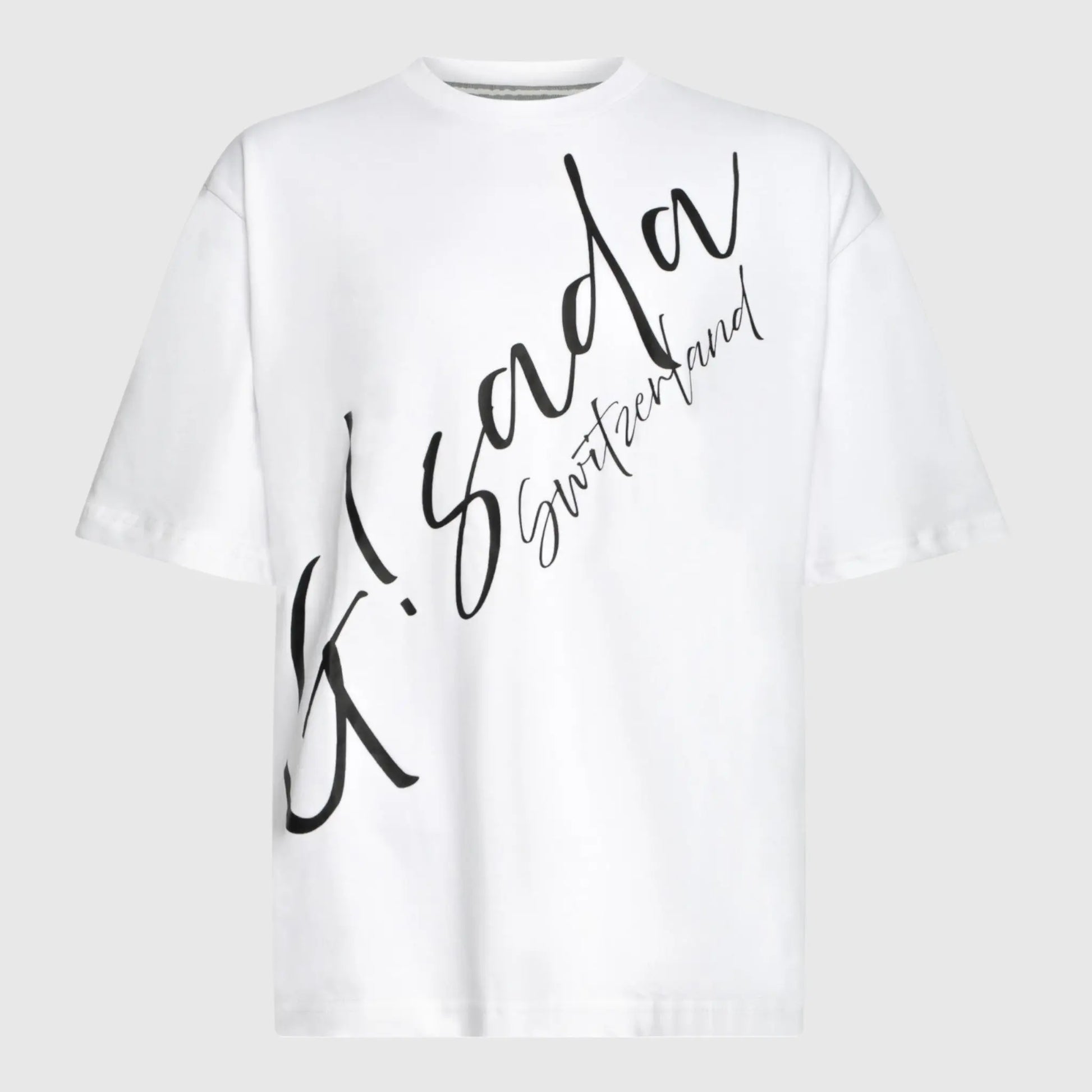 Oversized T-Shirt in Heavy Cotton with Cursive Print - Gisada.com