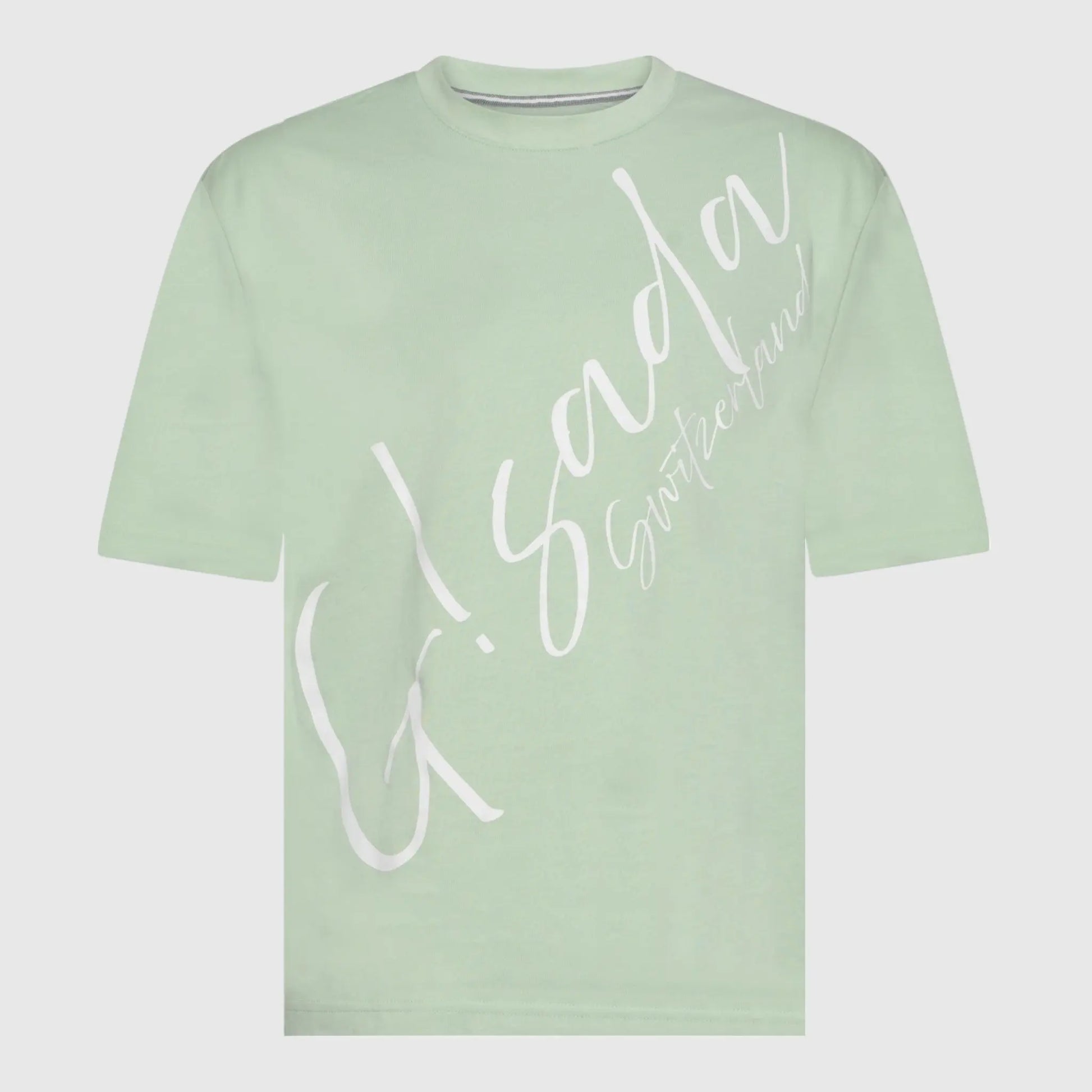 Oversized T-Shirt in Heavy Cotton with Cursive Print - Gisada.com