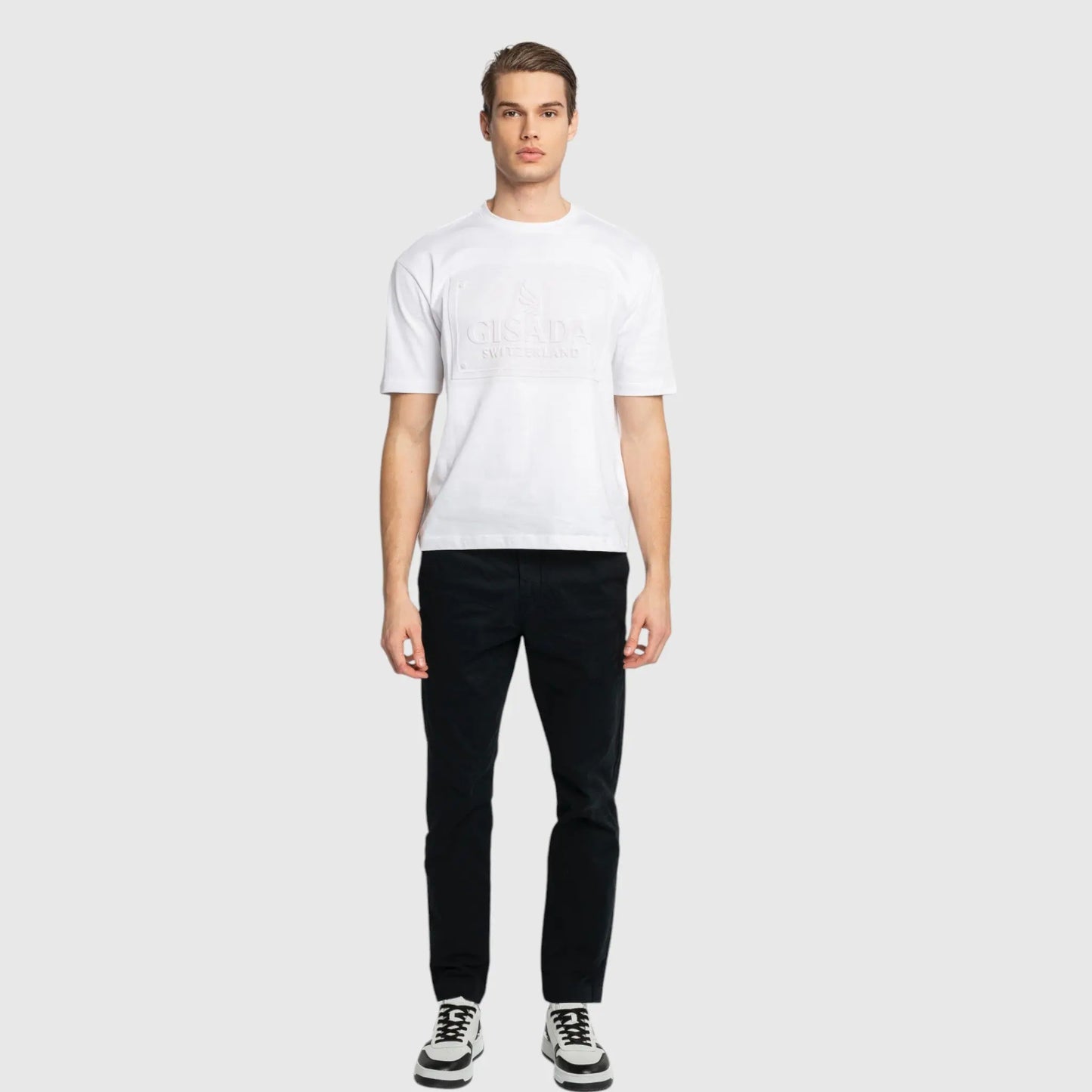 Oversized T-Shirt in Heavy Cotton with Embossed Logo - Gisada.com