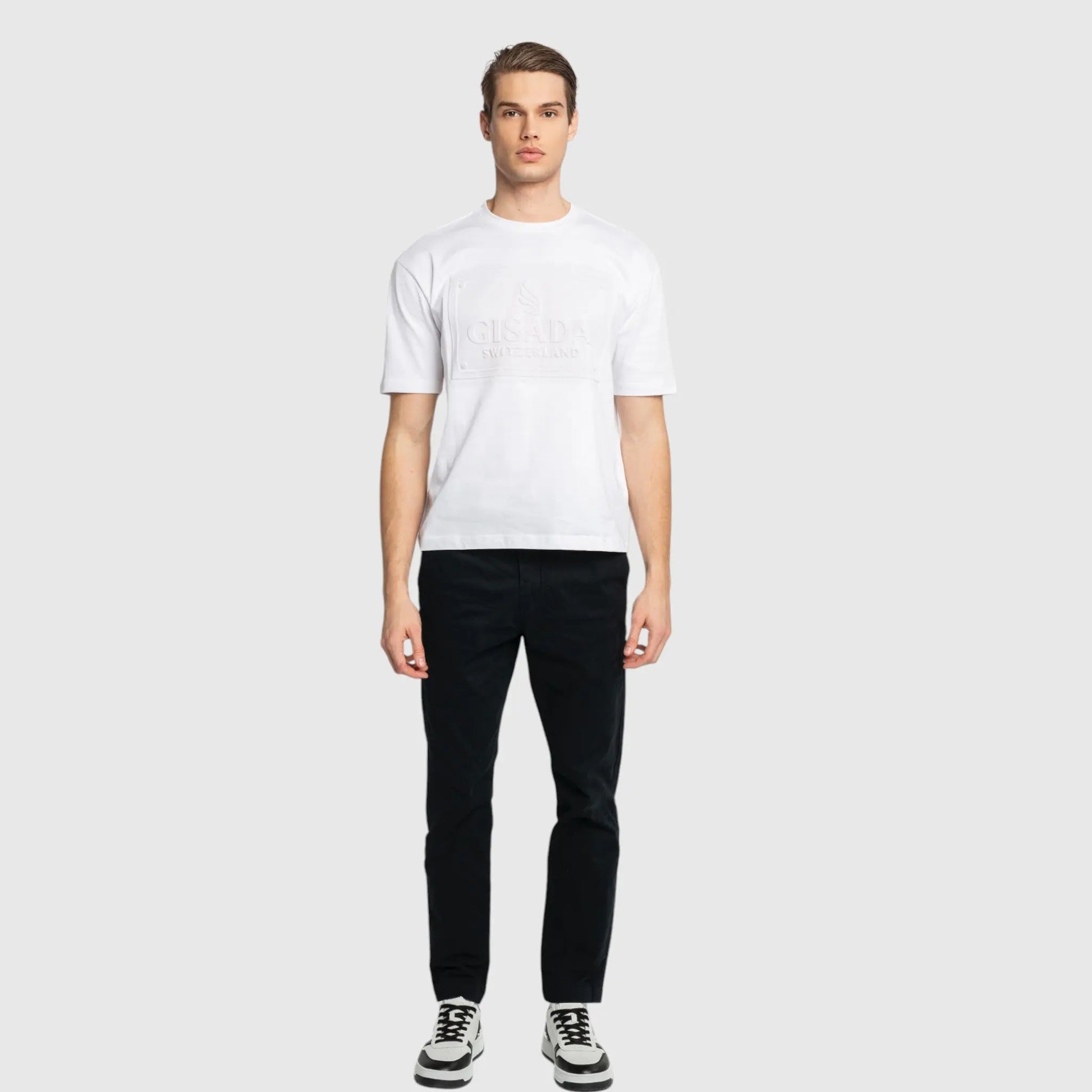 Oversized T-Shirt in Heavy Cotton with Embossed Logo - Gisada.com