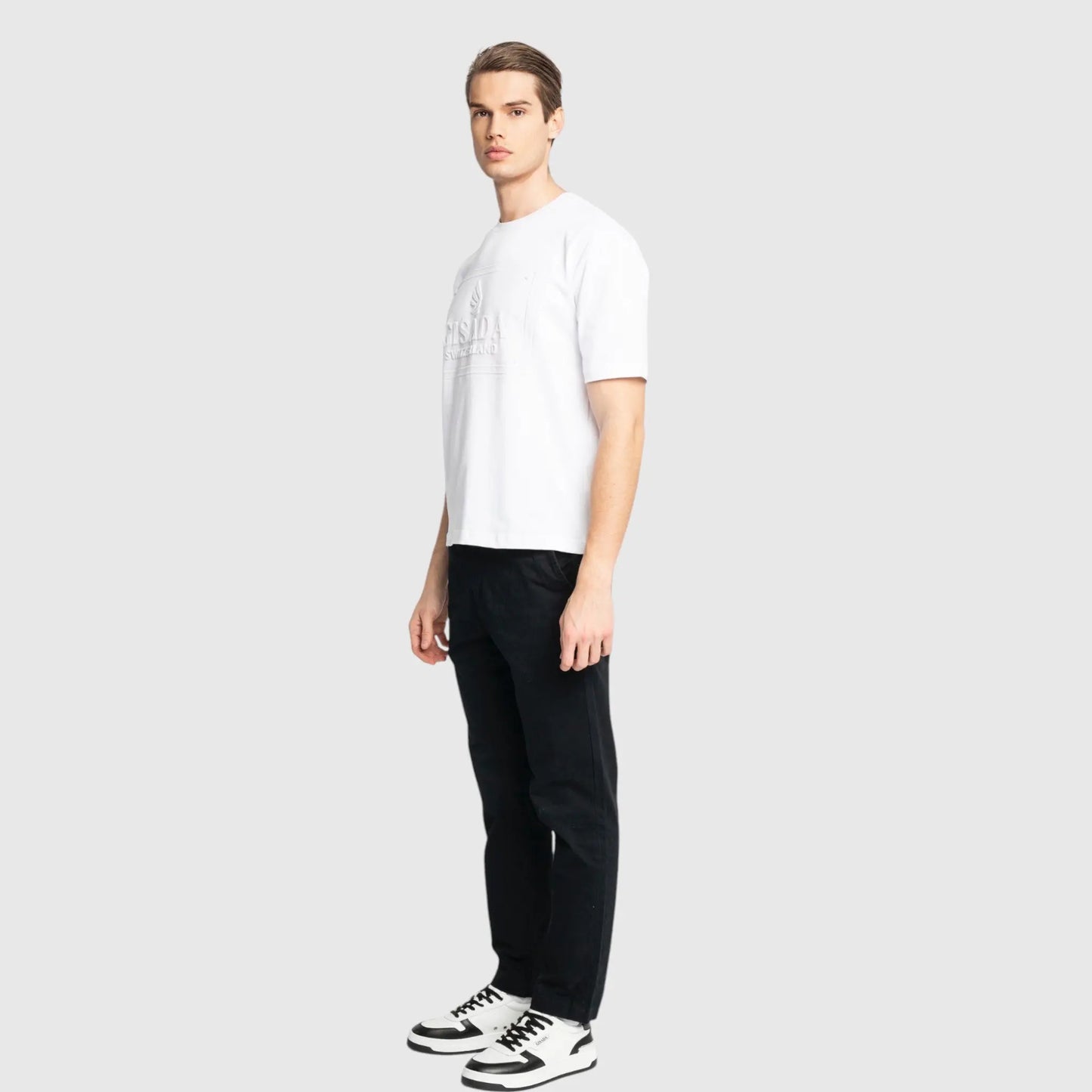 Oversized T-Shirt in Heavy Cotton with Embossed Logo - Gisada.com
