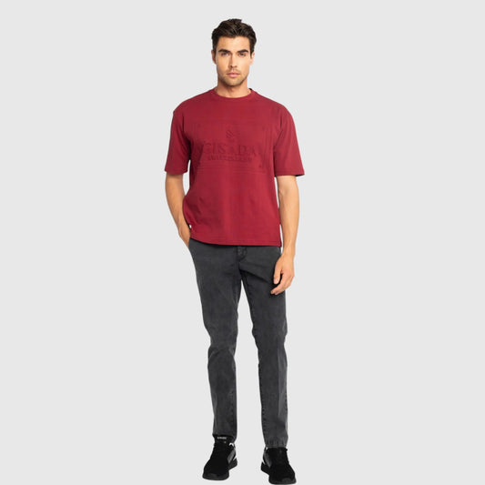 Oversized T-Shirt in Heavy Cotton with Embossed Logo - Gisada.com