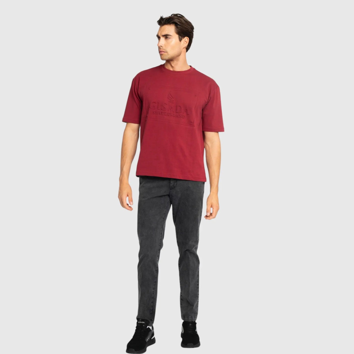Oversized T-Shirt in Heavy Cotton with Embossed Logo - Gisada.com