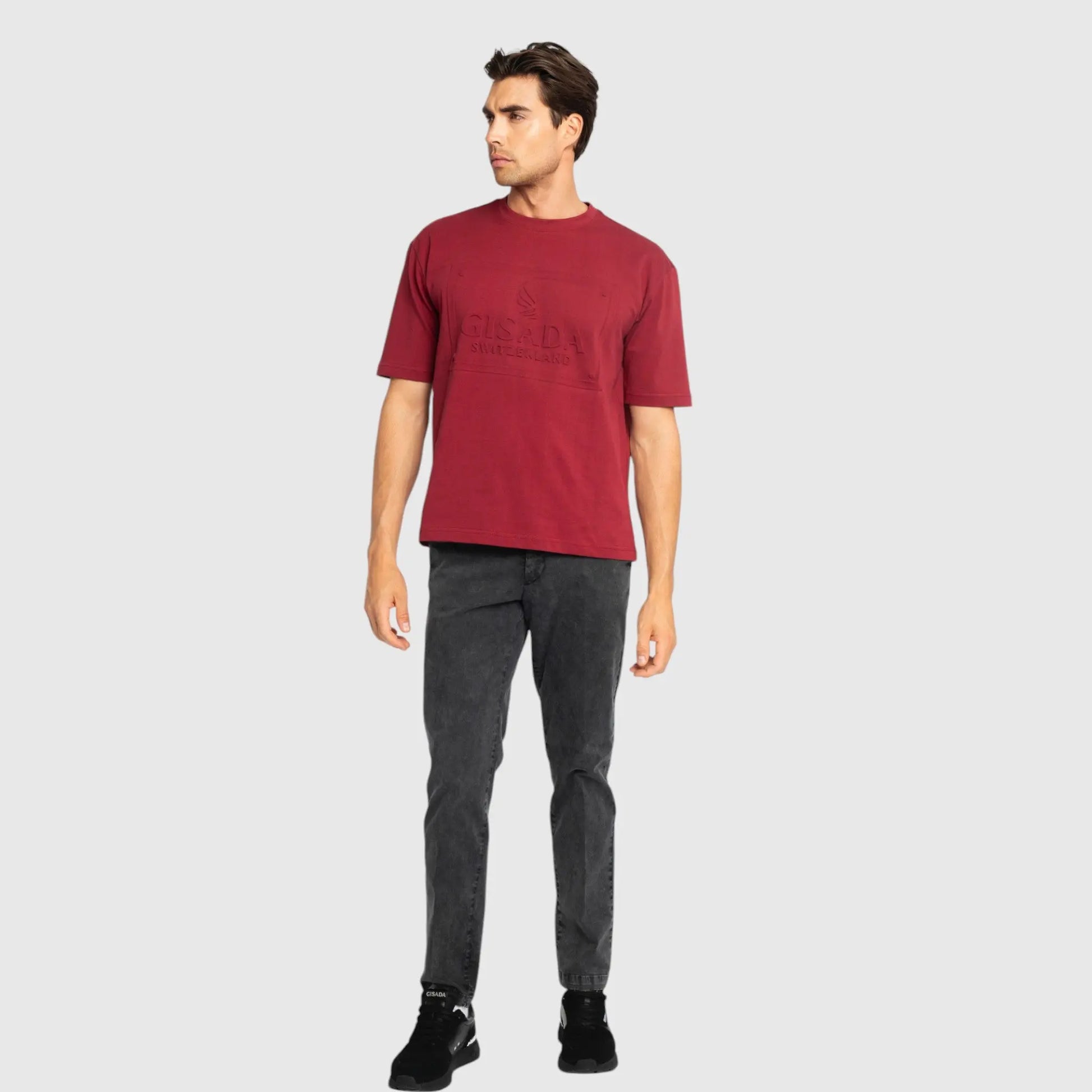 Oversized T-Shirt in Heavy Cotton with Embossed Logo - Gisada.com