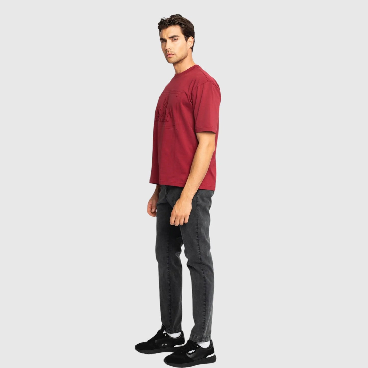 Oversized T-Shirt in Heavy Cotton with Embossed Logo - Gisada.com