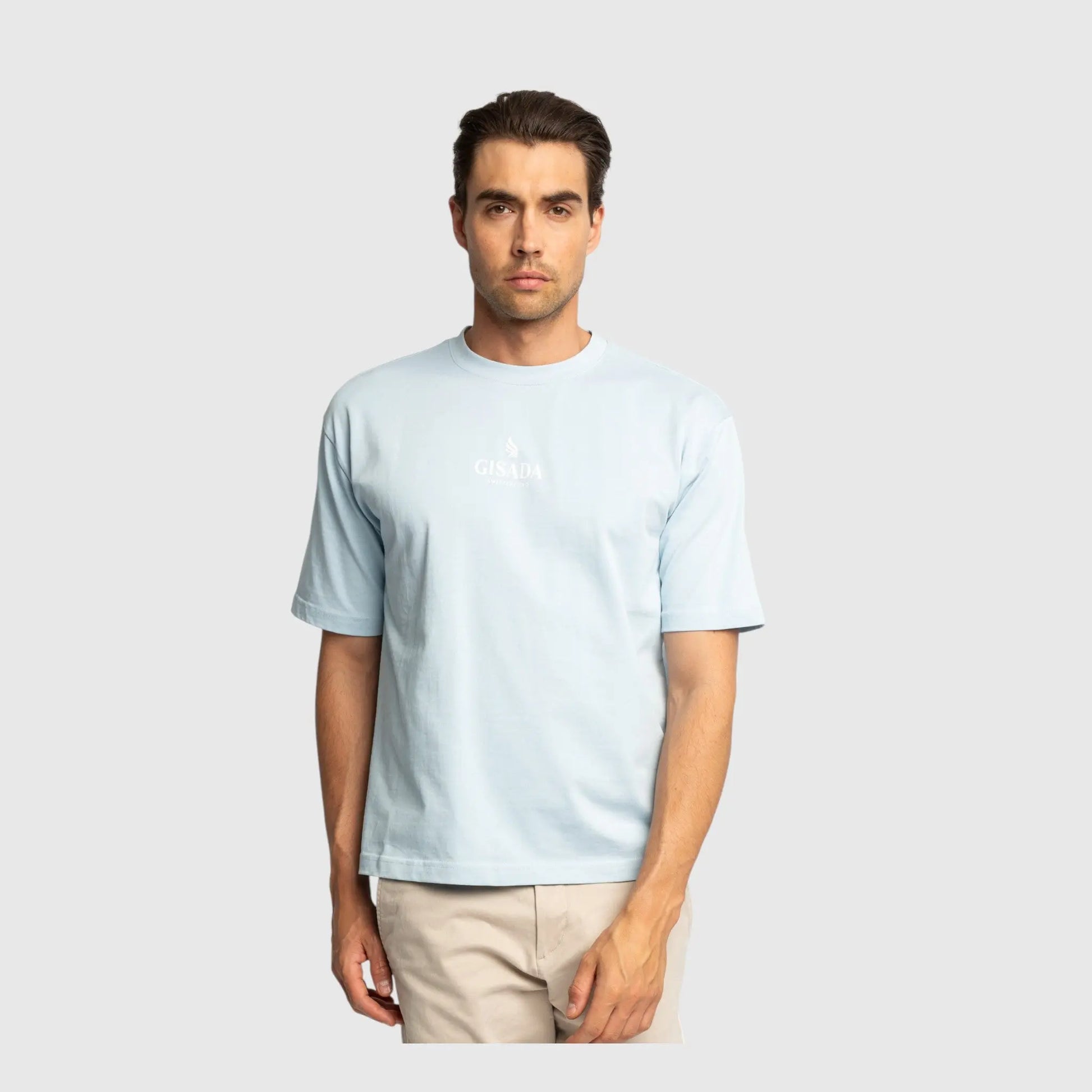 Oversized T-Shirt in Heavy Cotton with Small Central Printed Logo - Gisada.com