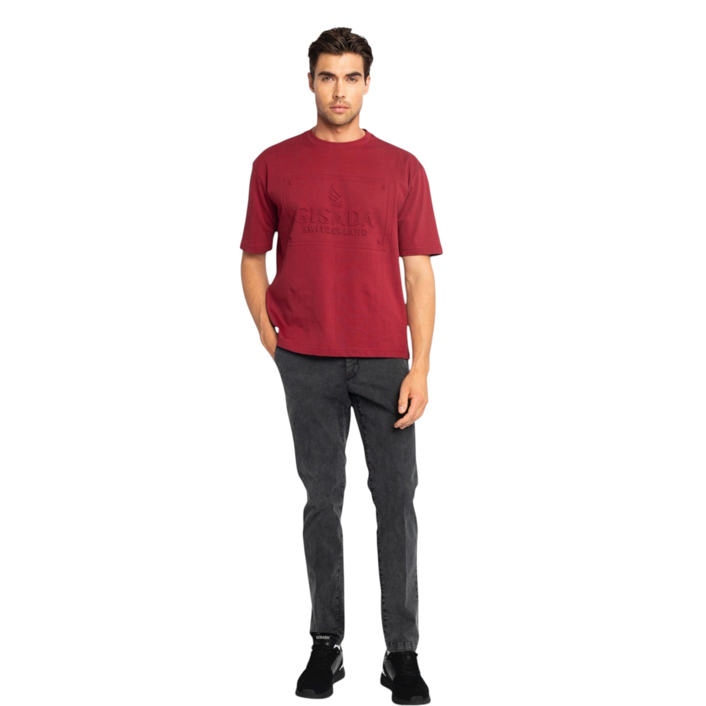 Oversized T-Shirt in Heavy Cotton with Embossed Logo