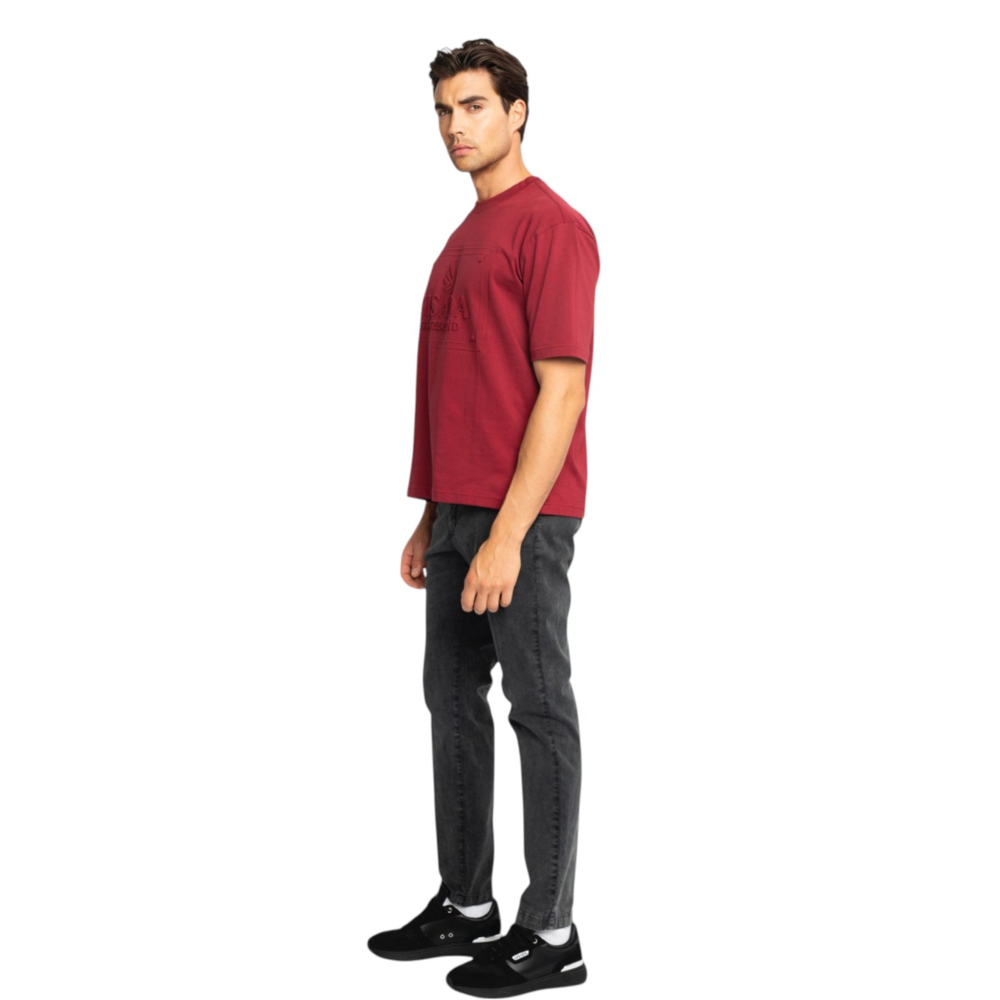 Oversized T-Shirt in Heavy Cotton with Embossed Logo