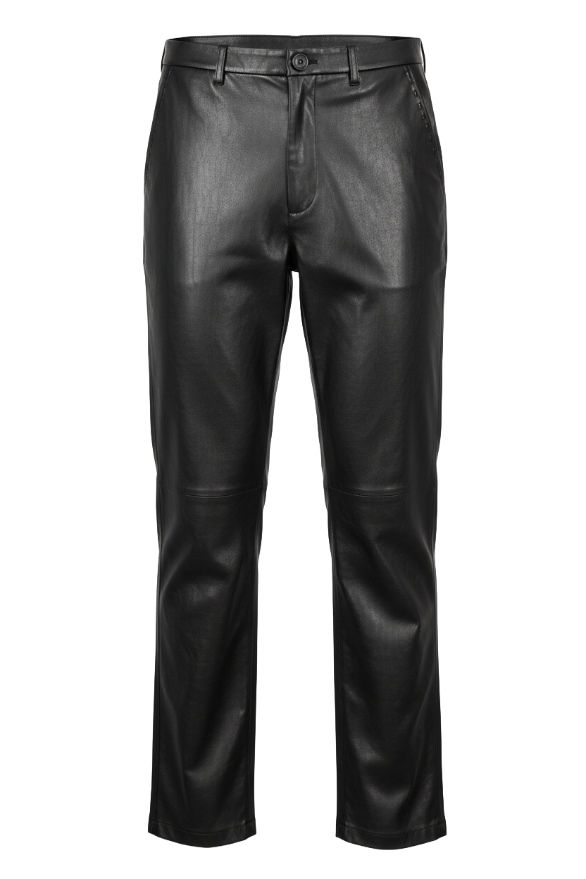 Midnight Lamb Leather Straight Leg Pants