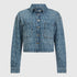 Premium cropped oversize denim shirt with monogram – front view