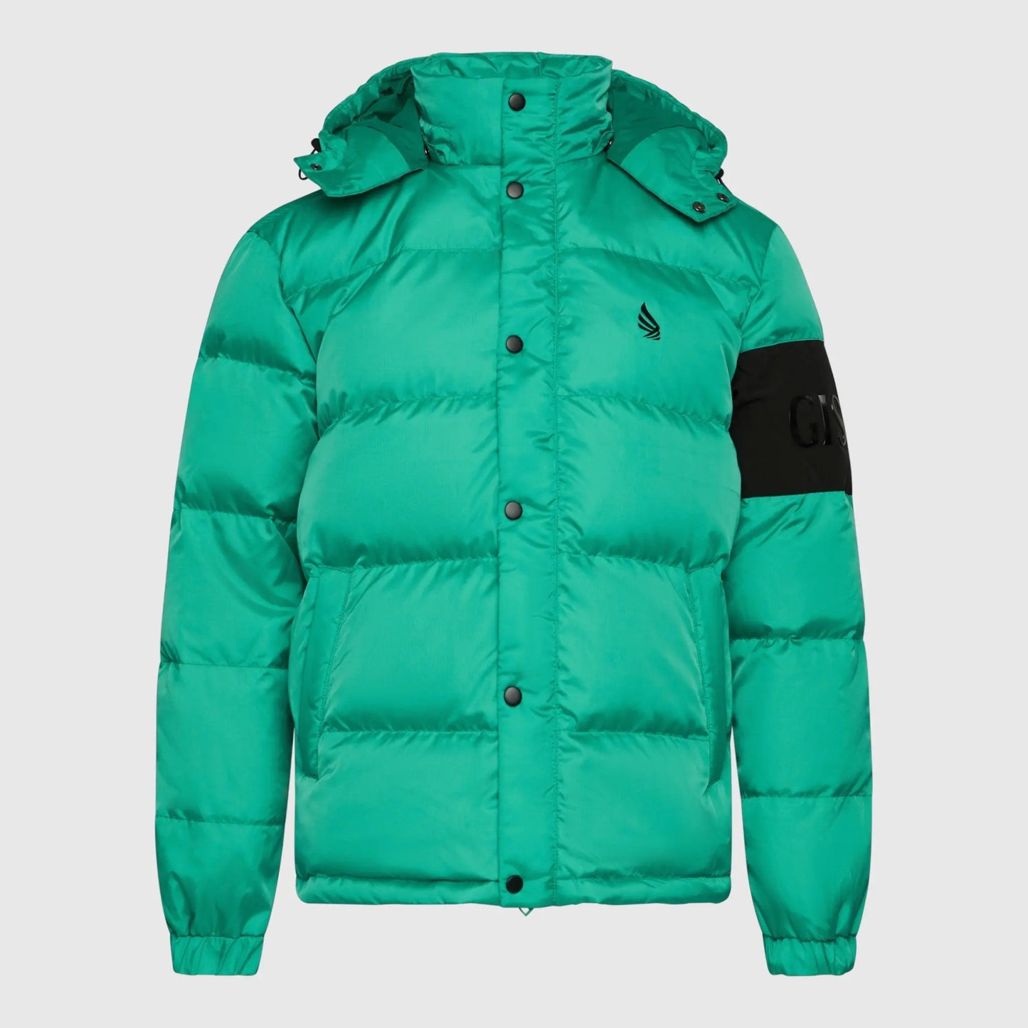 Puffer Down Jacket with Detachable Hood and Logo Patch on Back Gisada Jacket
