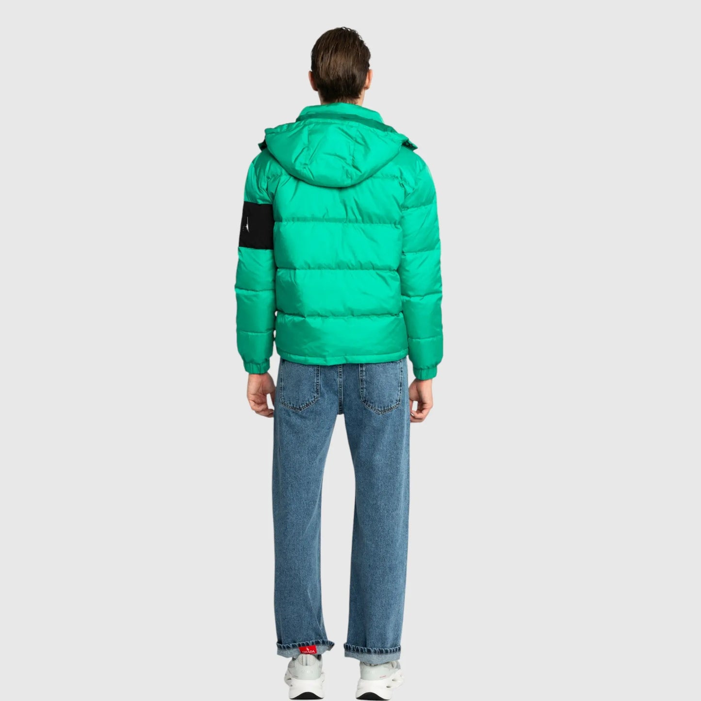 Puffer Down Jacket with Detachable Hood and Logo Patch on Back Gisada Jacket