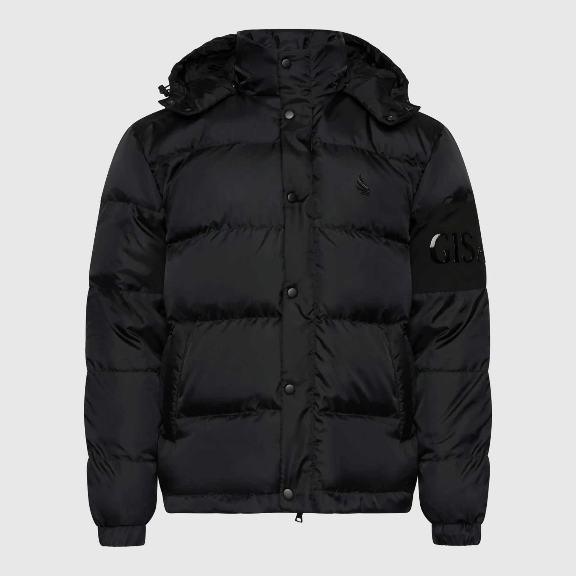 Puffer Down Jacket with Detachable Hood and Logo Patch on Back Gisada Jacket