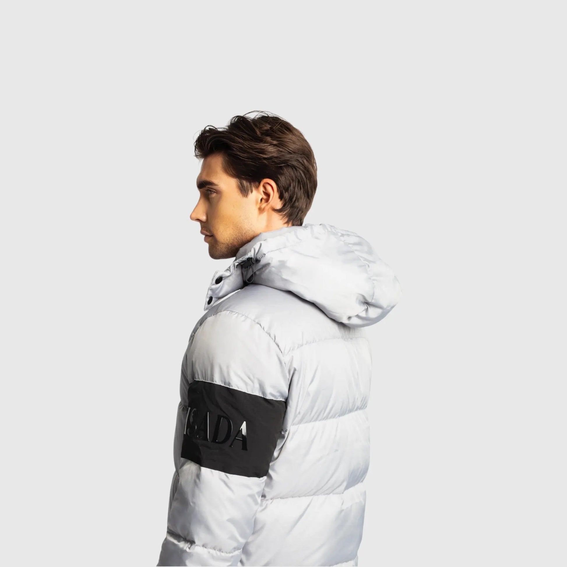 Puffer Down Jacket with Detachable Hood and Logo Patch on Back Gisada Jacket
