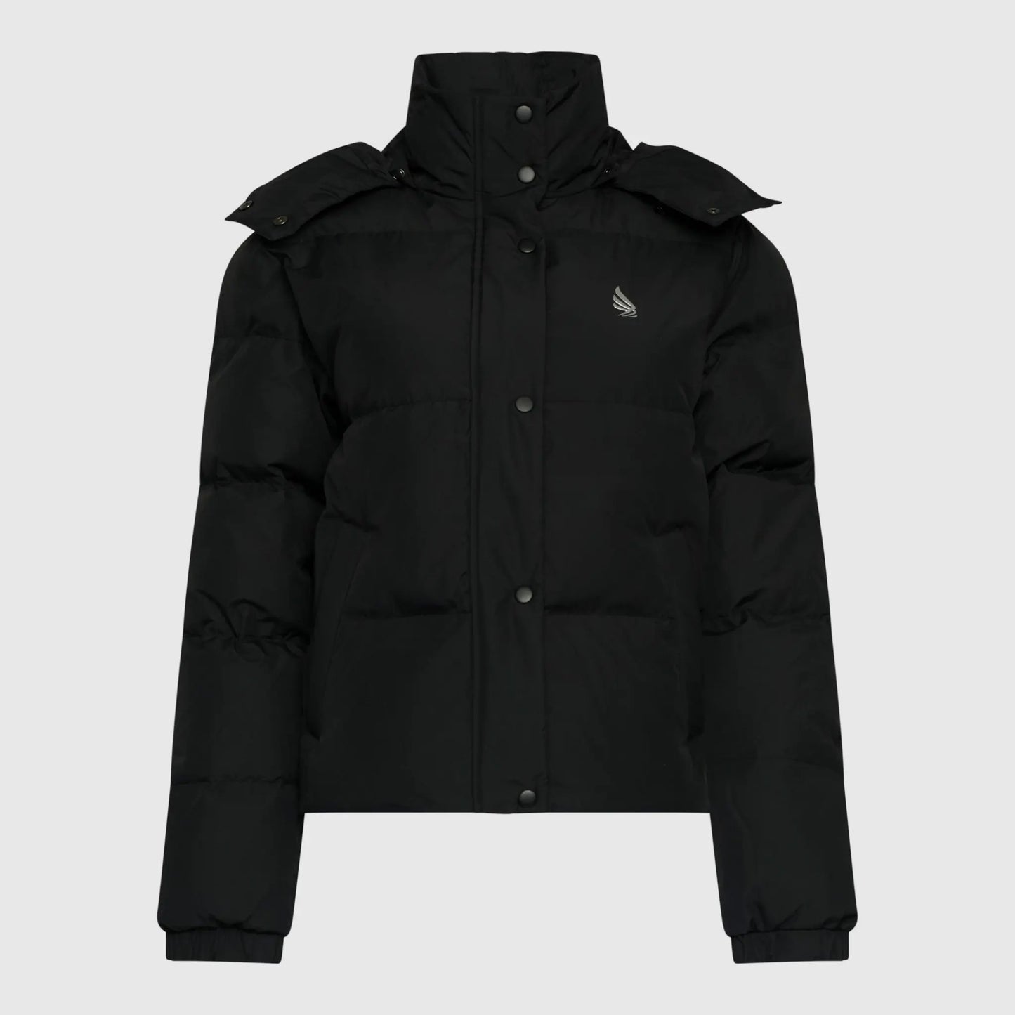 Puffer Down Jacket with Detachable Hood and Logo Print - Gisada.com