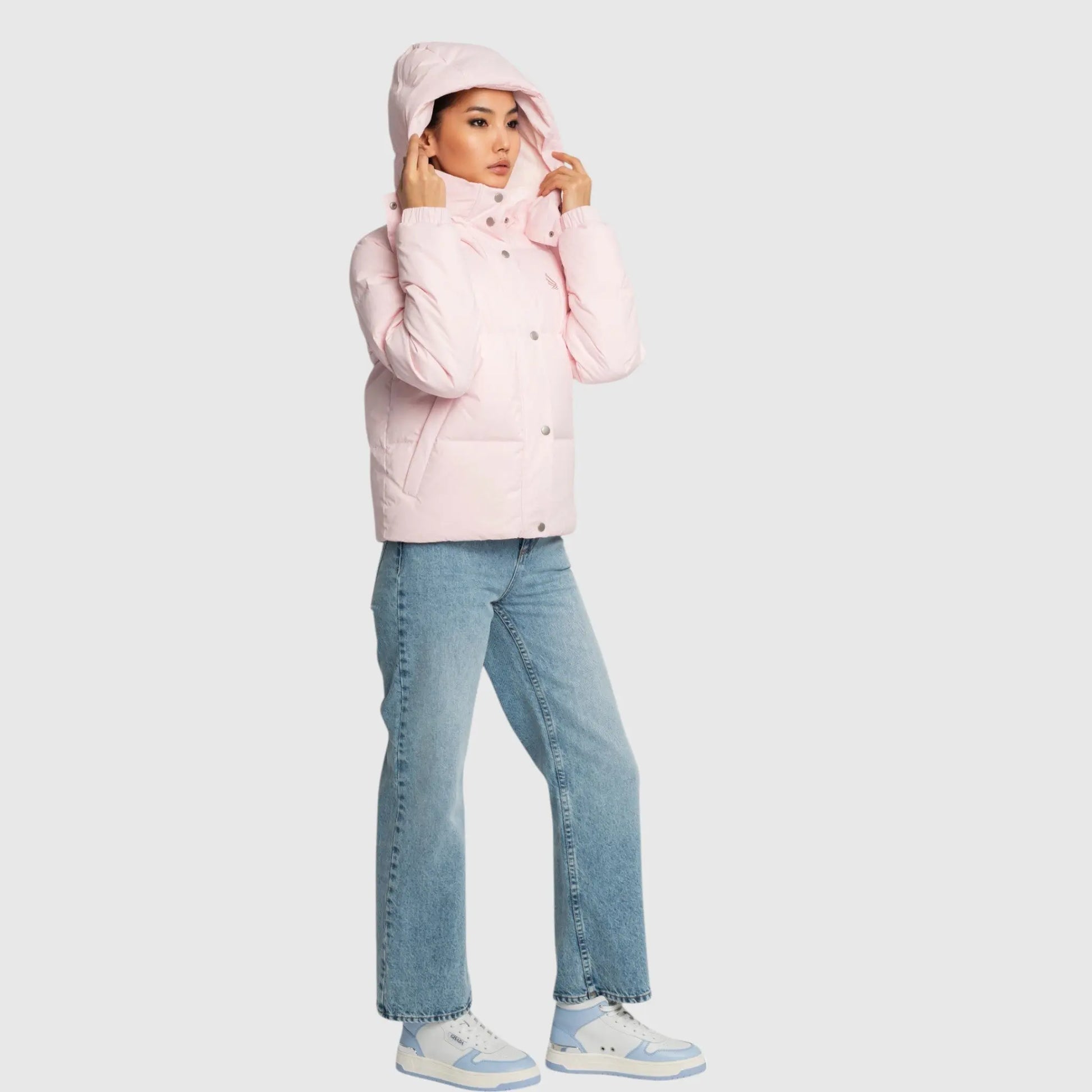 Puffer Down Jacket with Detachable Hood and Logo Print Gisada Jacket