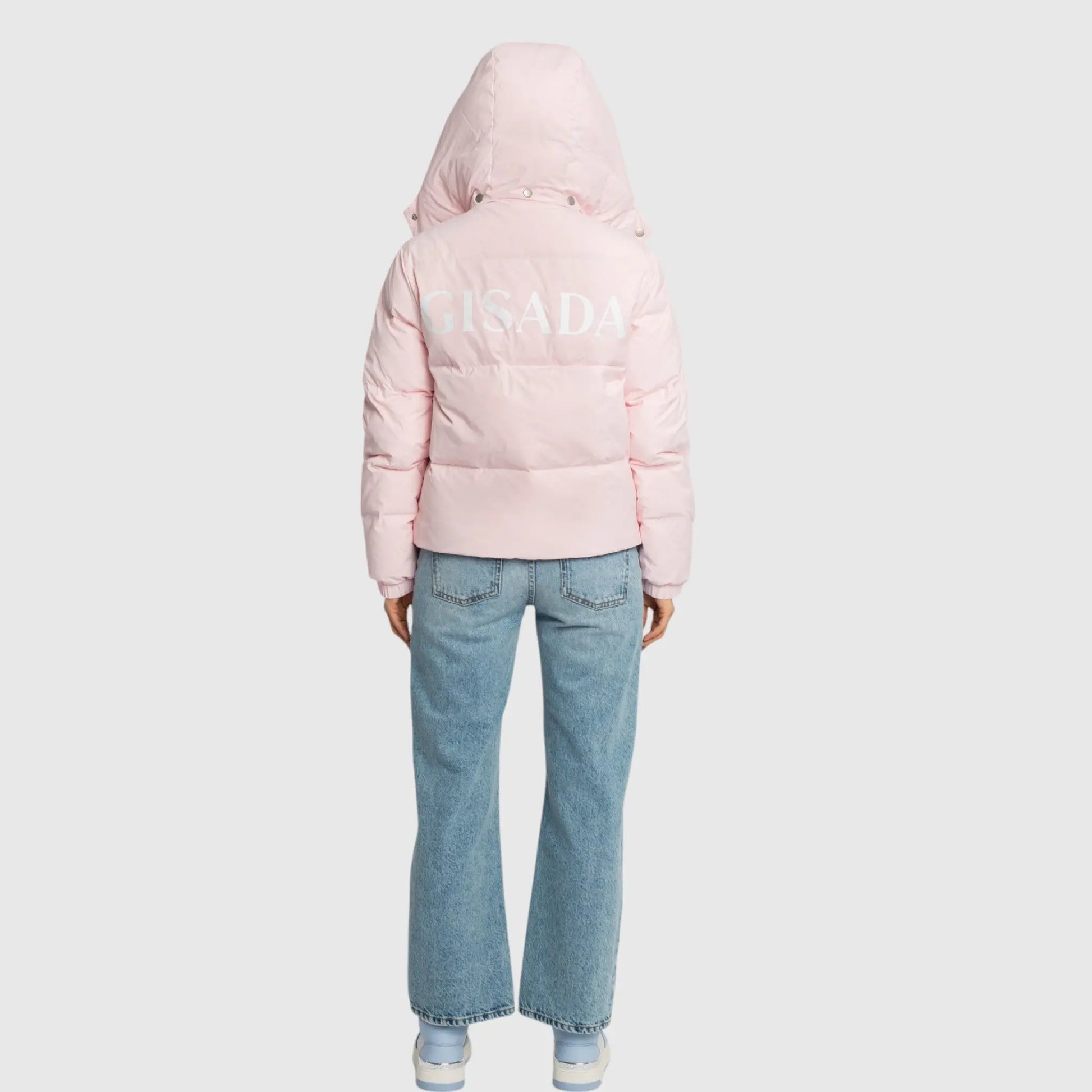 Puffer Down Jacket with Detachable Hood and Logo Print Gisada Jacket