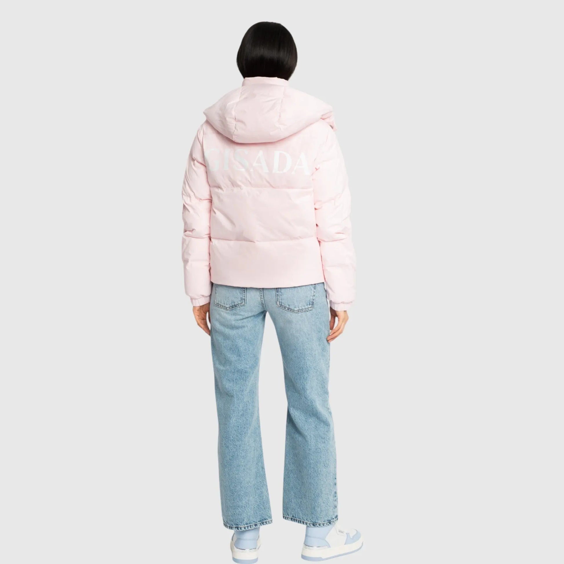Puffer Down Jacket with Detachable Hood and Logo Print Gisada Jacket