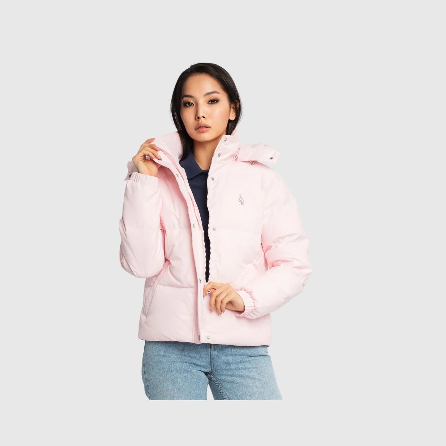 Puffer Down Jacket with Detachable Hood and Logo Print Gisada Jacket