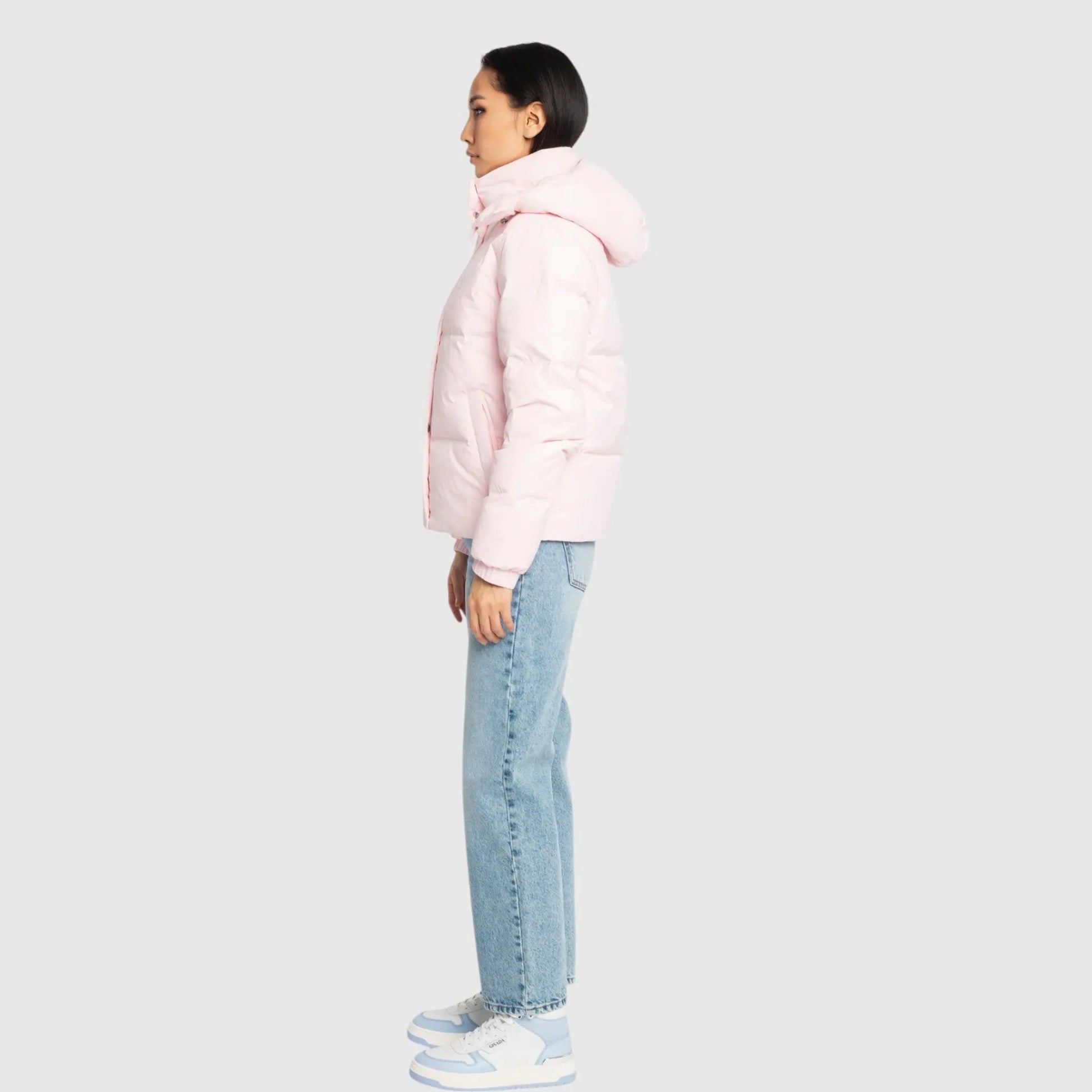 Puffer Down Jacket with Detachable Hood and Logo Print Gisada Jacket