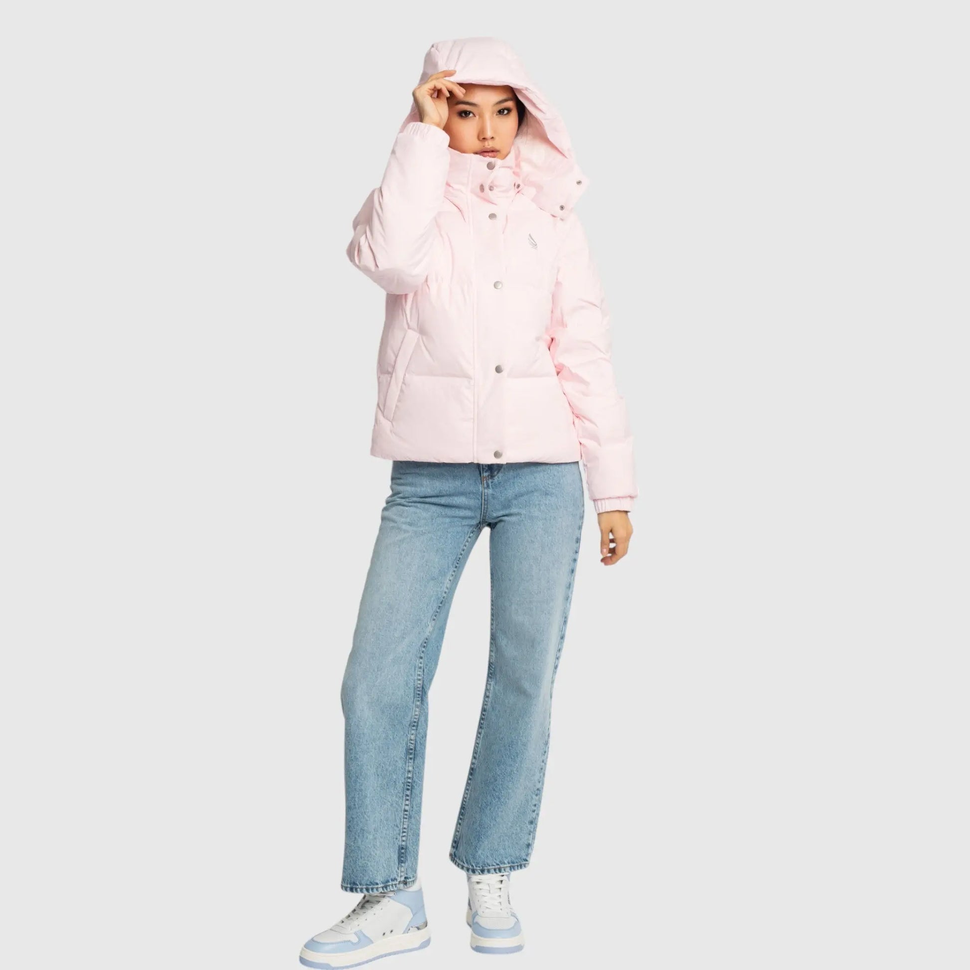Puffer Down Jacket with Detachable Hood and Logo Print Gisada Jacket
