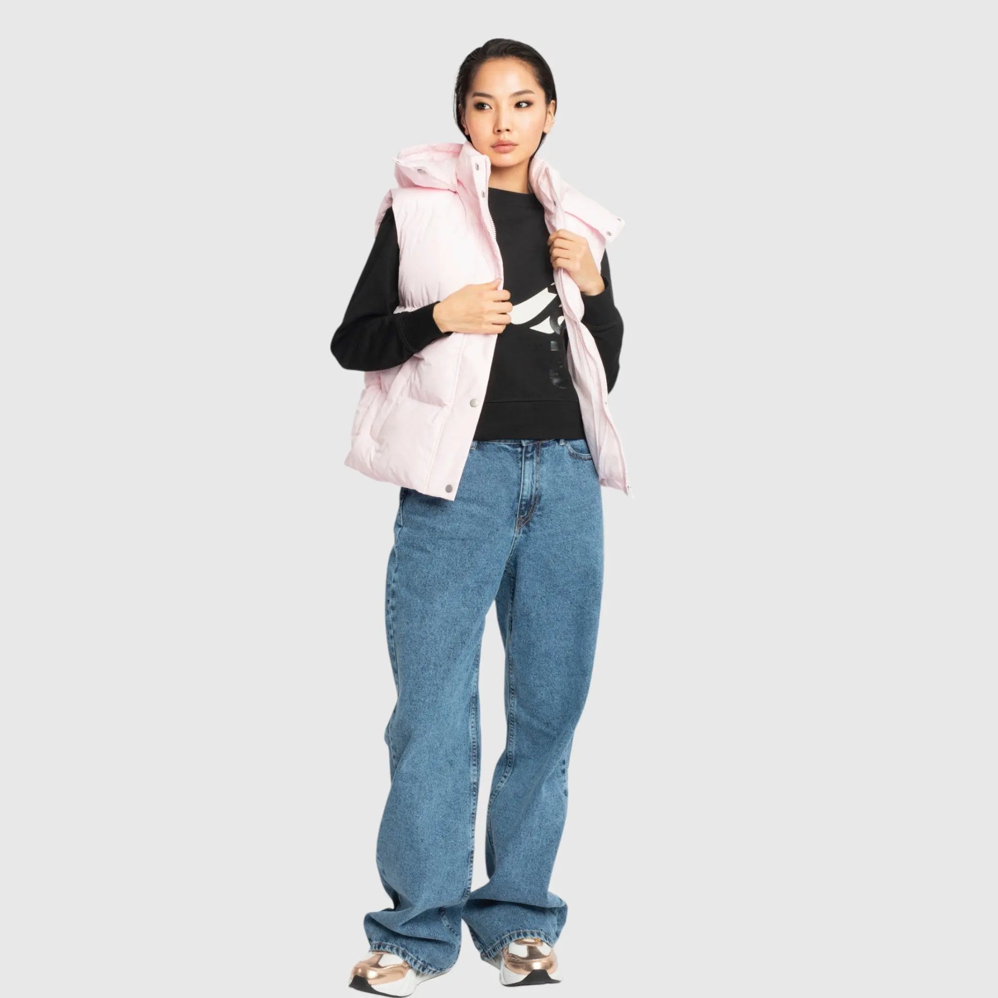 Puffer Gilet with Detachable Hood and Logo Print Gisada Jacket