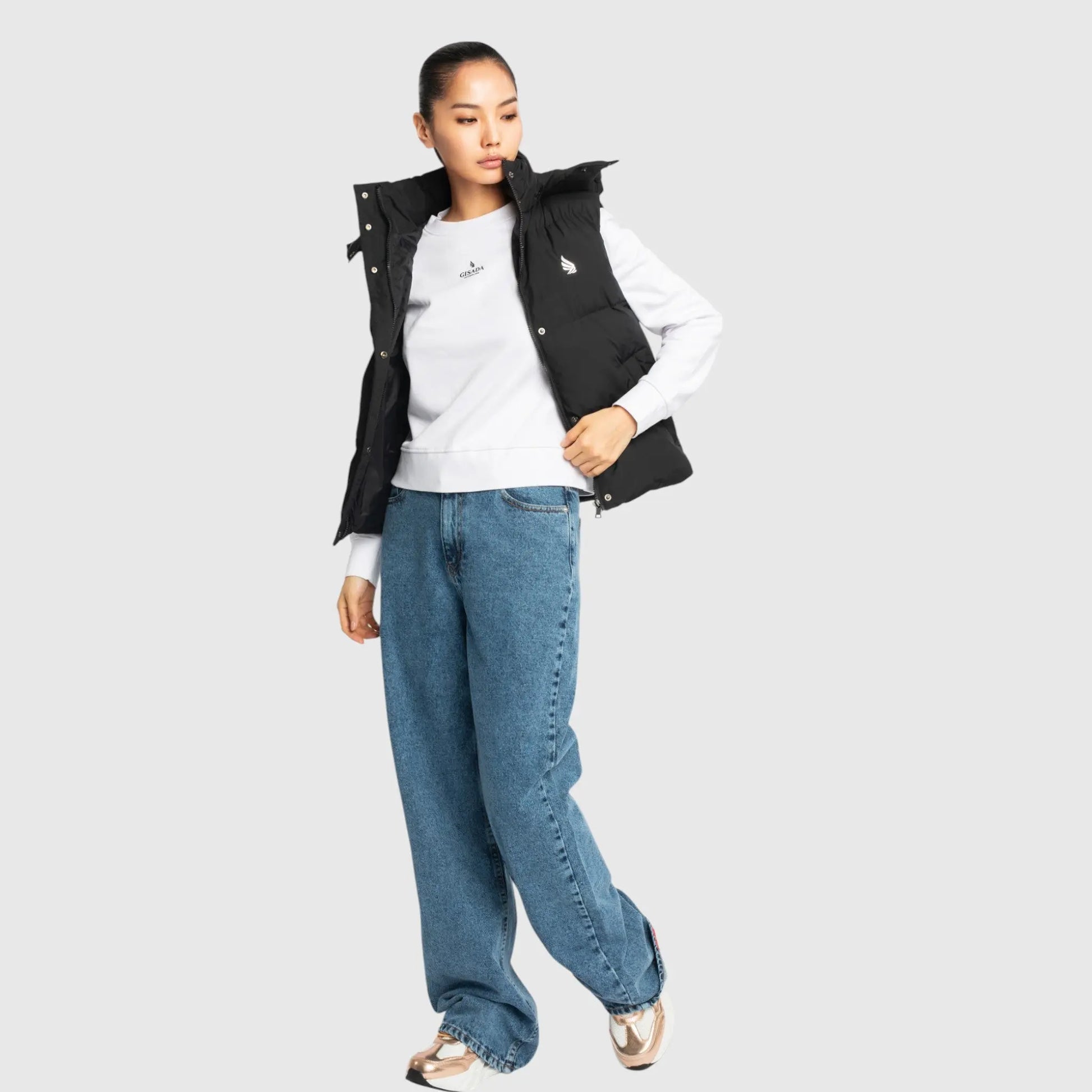Puffer Gilet with Detachable Hood and Logo Print Gisada Jacket
