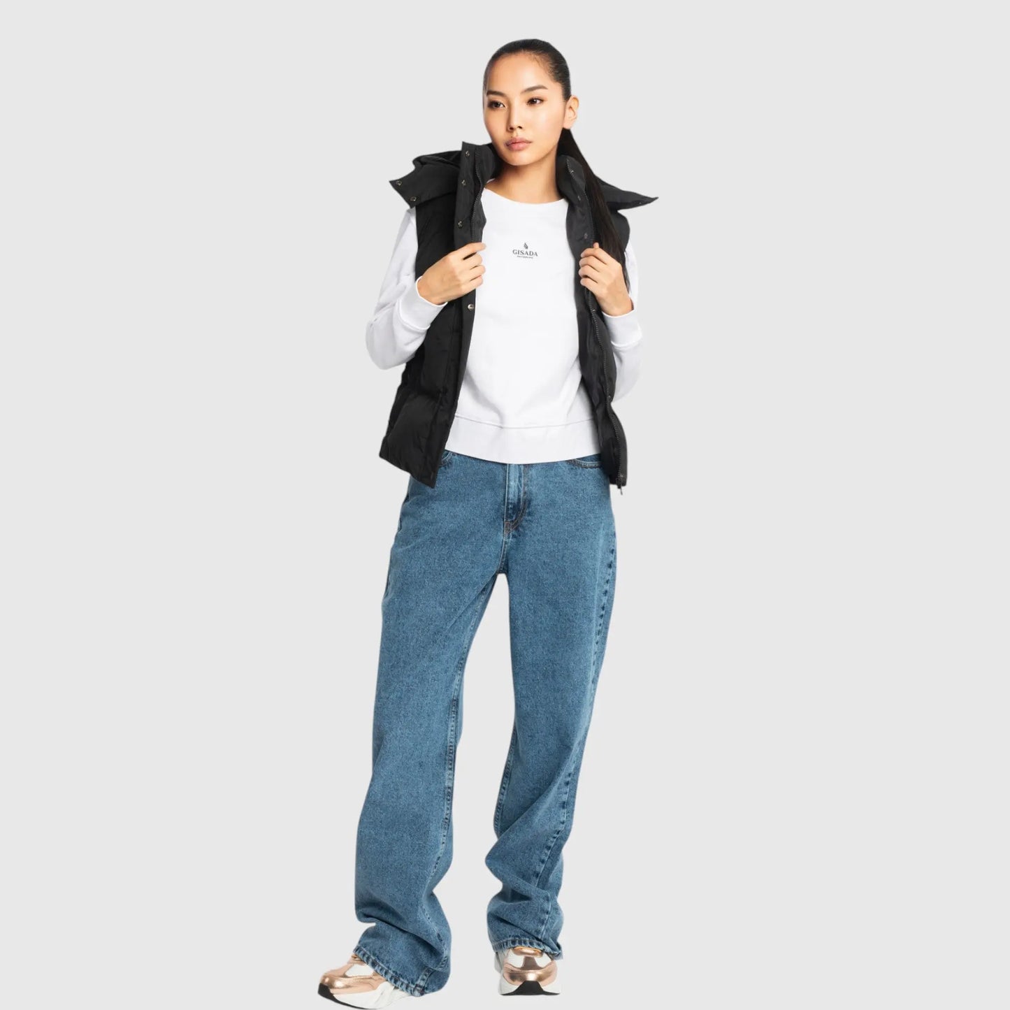 Puffer Gilet with Detachable Hood and Logo Print Gisada Jacket