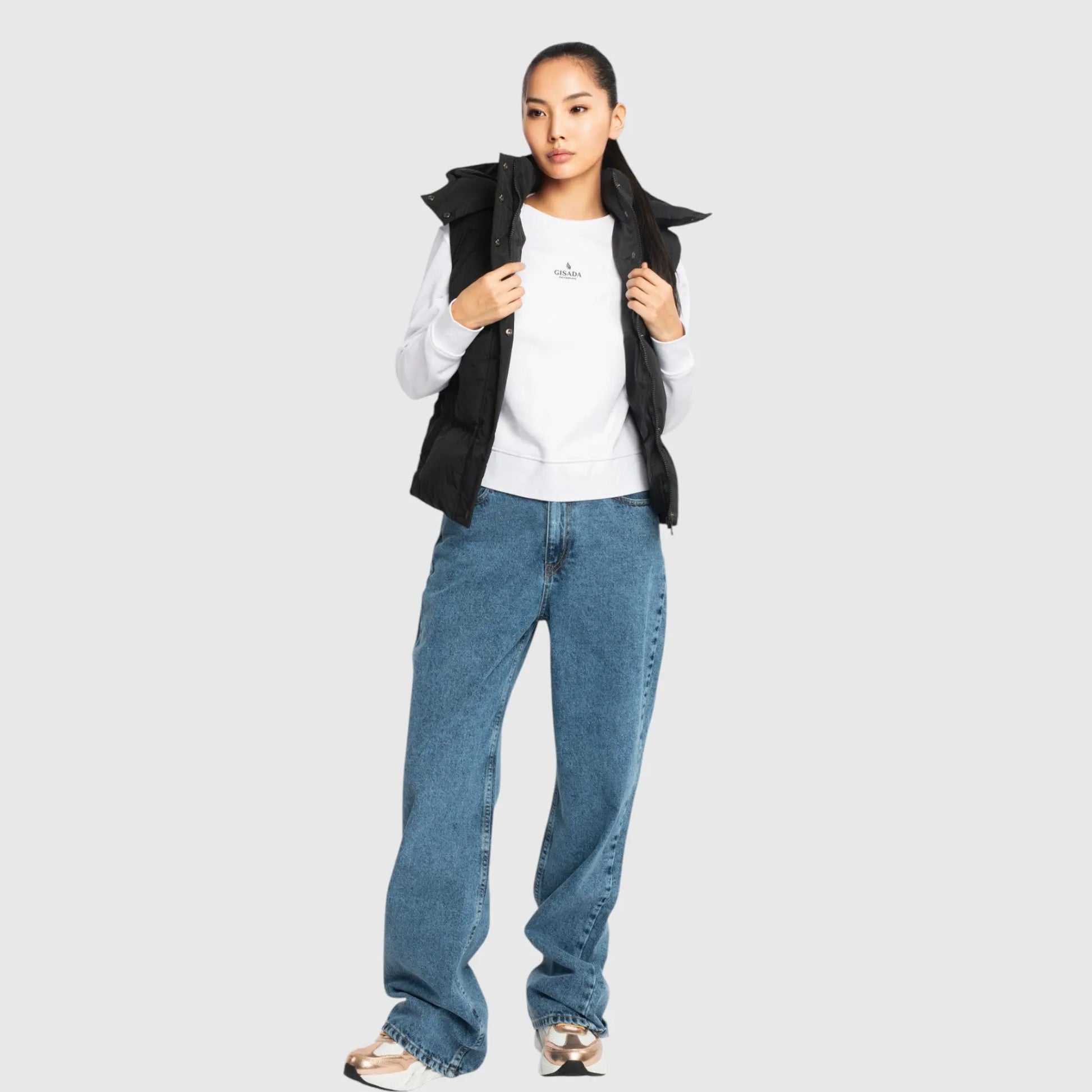 Puffer Gilet with Detachable Hood and Logo Print Gisada Jacket