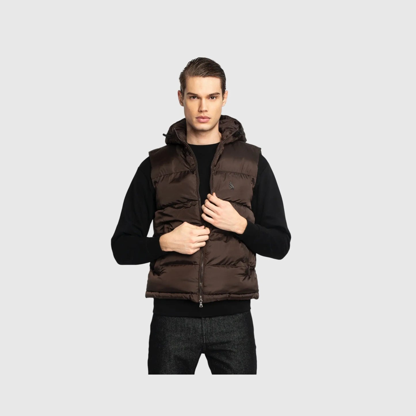 Puffer Gilet with Logo Patch on Back Gisada Jacket