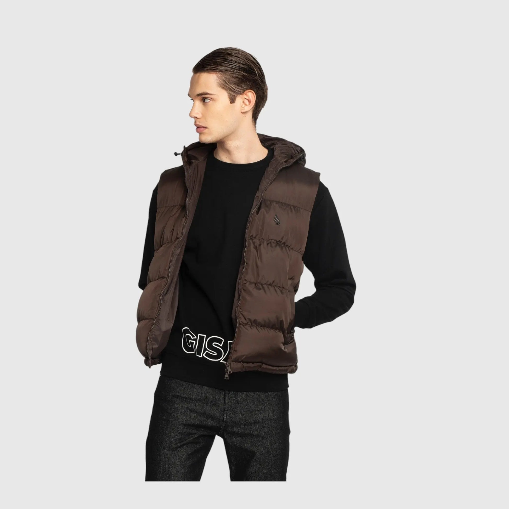 Puffer Gilet with Logo Patch on Back Gisada Jacket