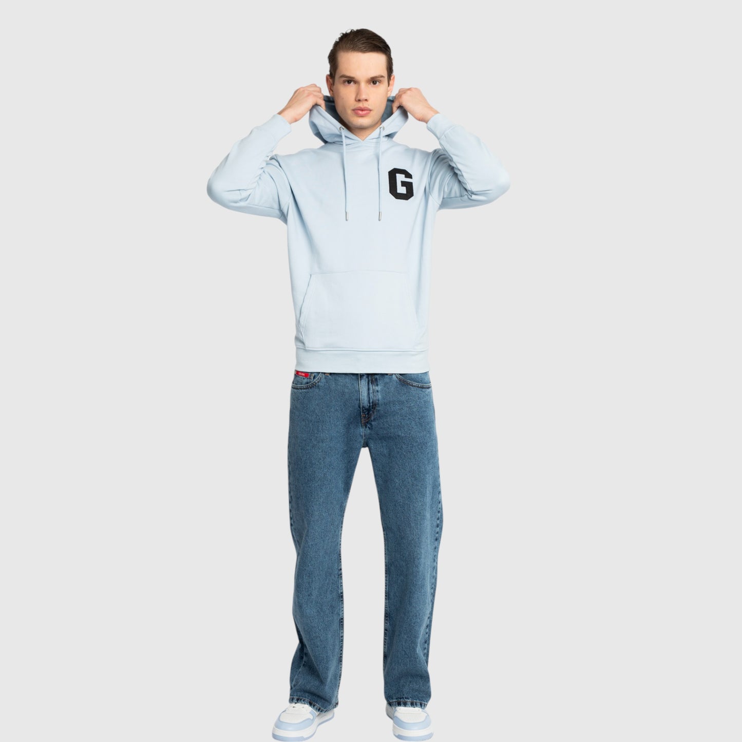 Regular Fit Hoodie in Midweight Cotton with Patch Print