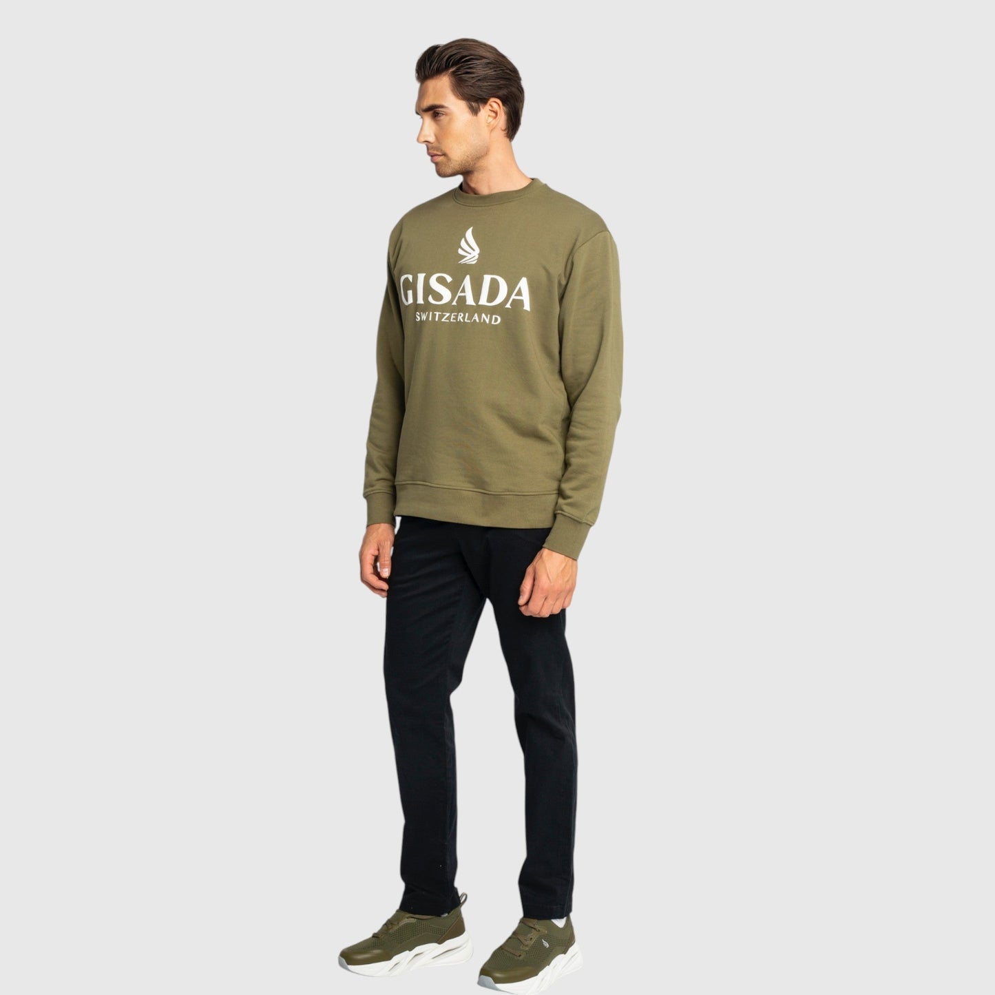 Regular Fit Sweatshirt in Midweight Cotton with Logo Puff Print Gisada Sweatshirt