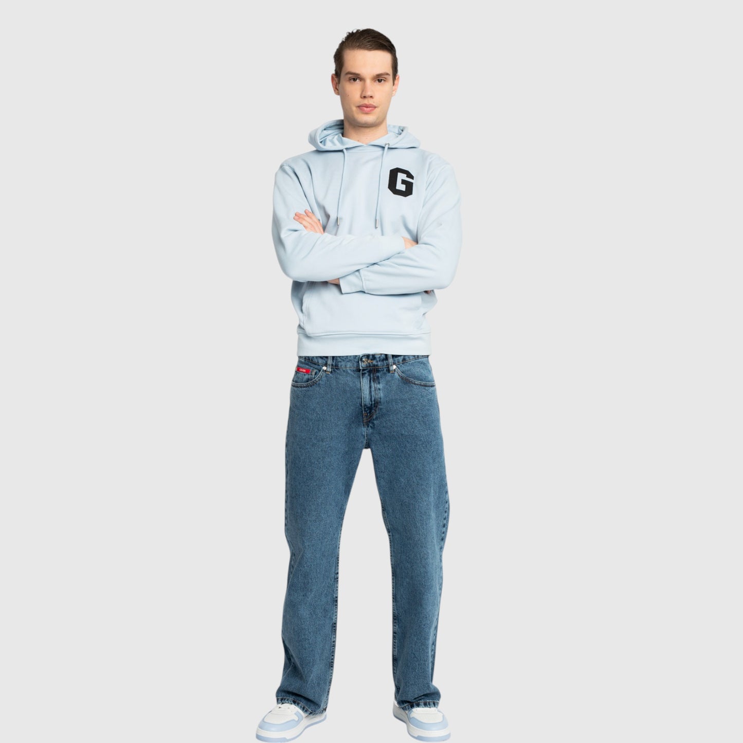 Regular Fit Hoodie in Midweight Cotton with Patch Print