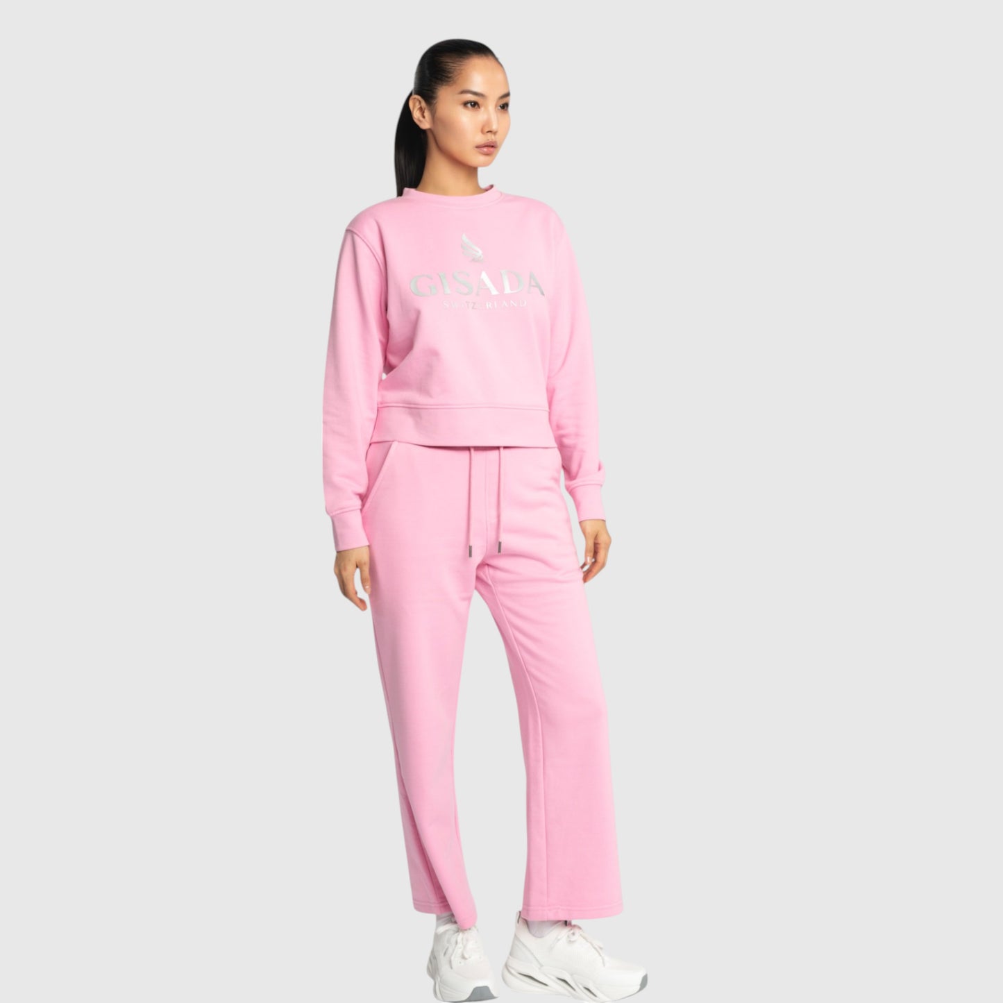 Crop-Sweatshirt aus mittelschwerer Baumwolle mit Glitzerdruck