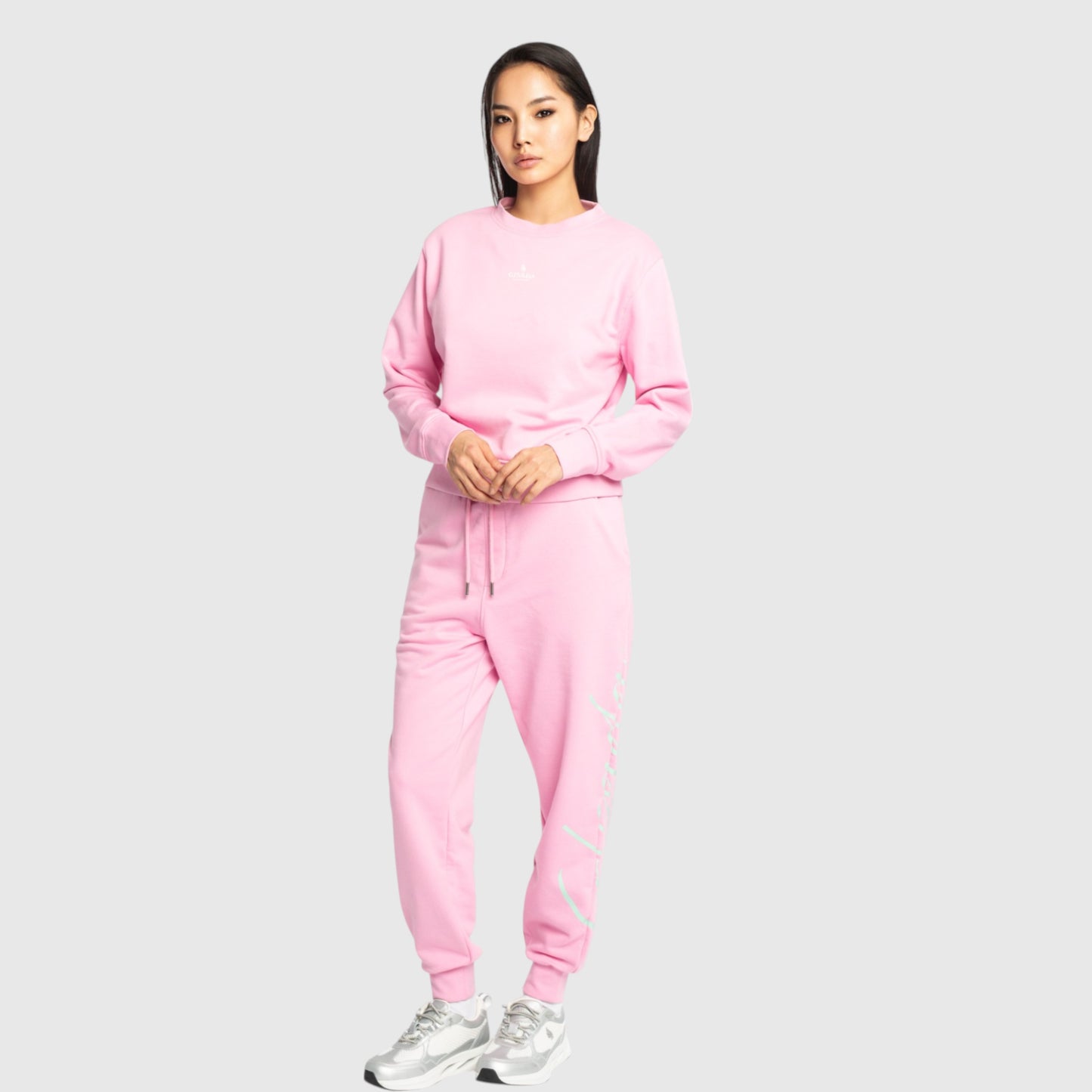 Crop Sweatshirt in Midweight Cotton with Small Silicon Logo