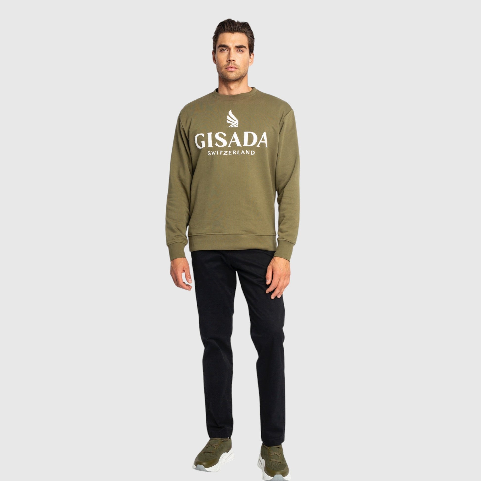Regular Fit Sweatshirt in Midweight Cotton with Logo Puff Print Gisada Sweatshirt