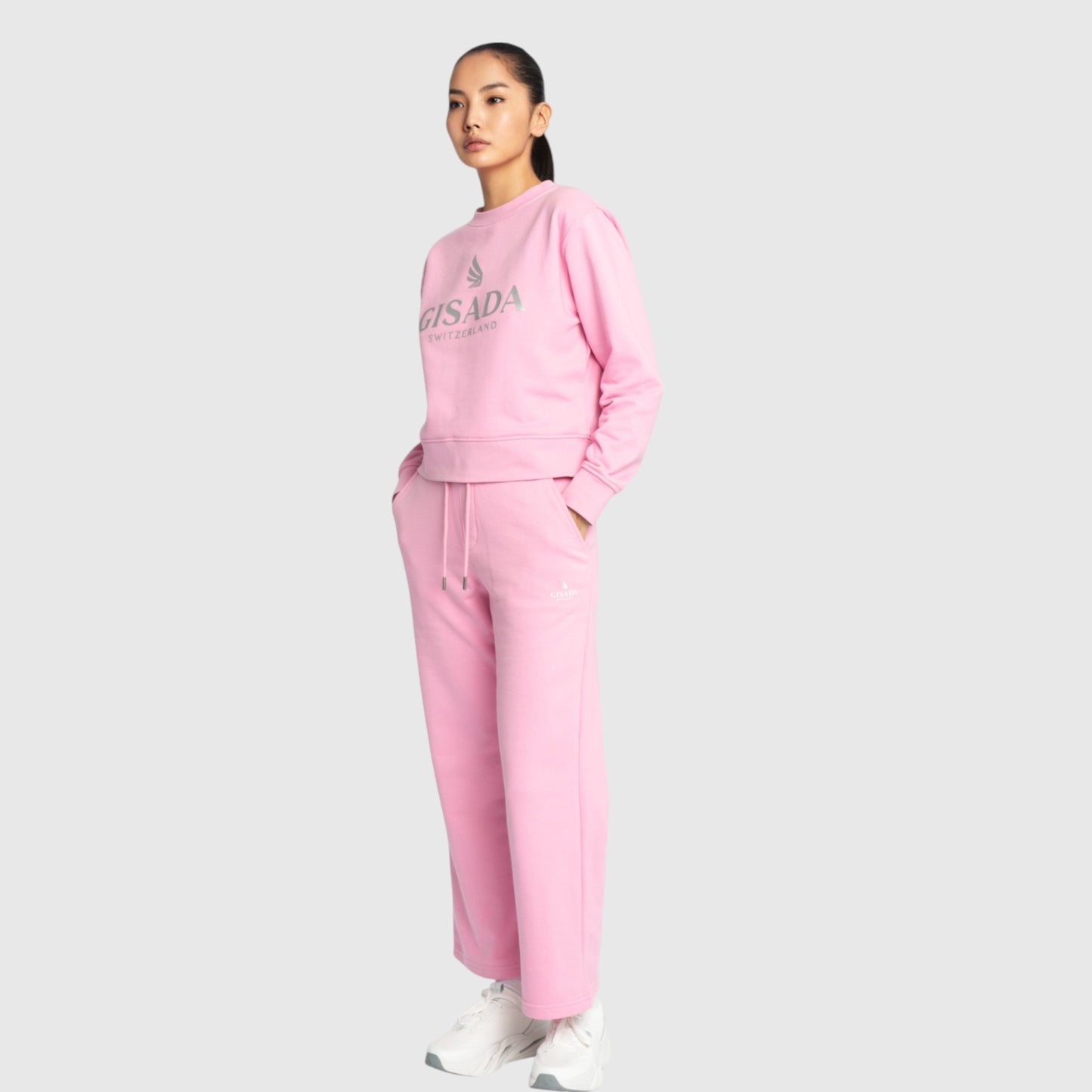 Crop-Sweatshirt aus mittelschwerer Baumwolle mit Glitzerdruck