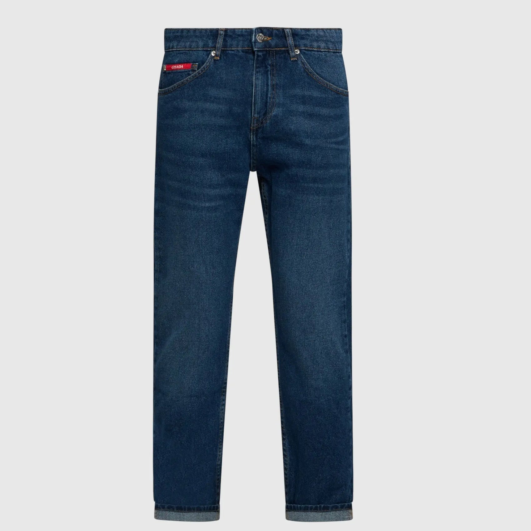 Regular Fit Denim Jeans with Inside Bottom Label - Gisada.com