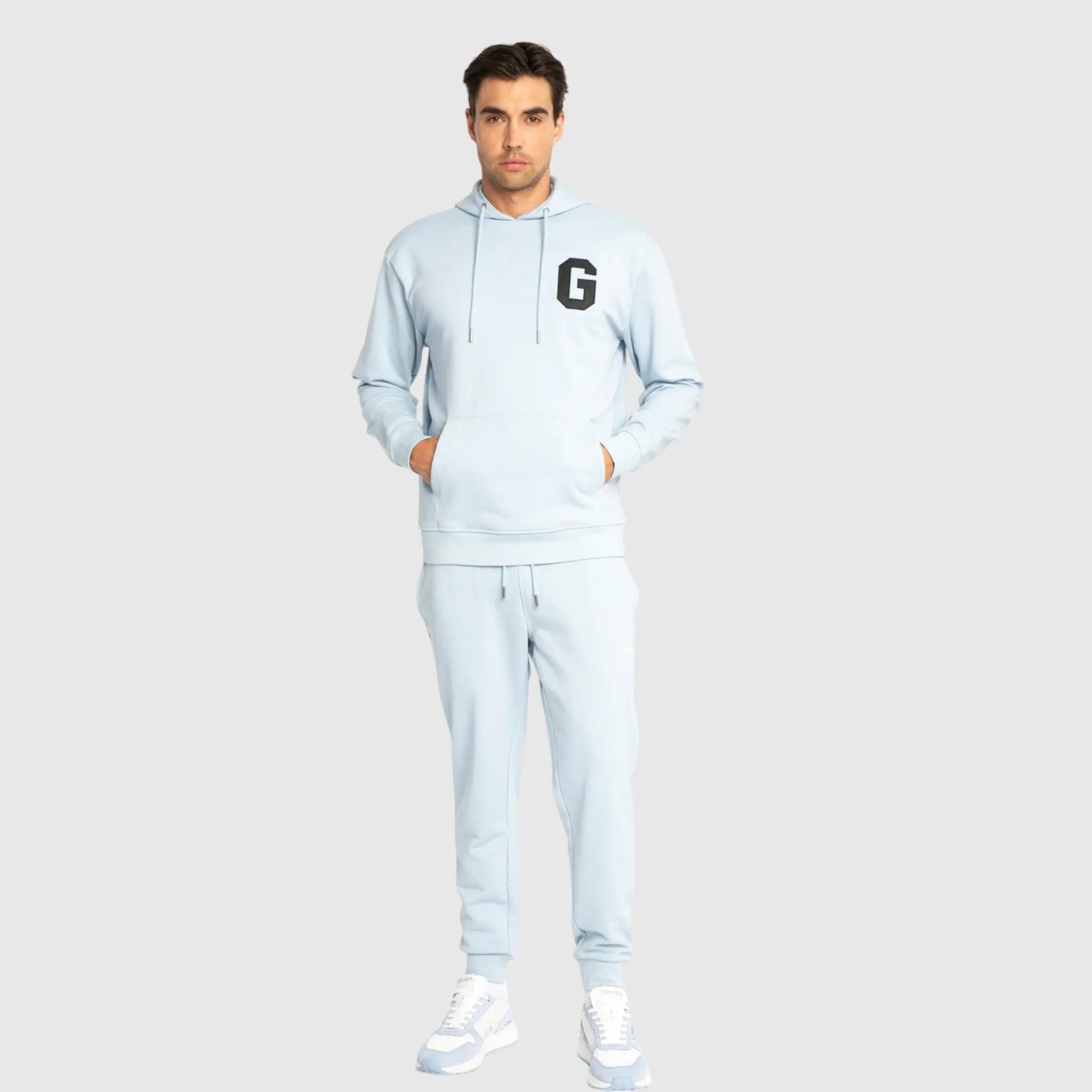 Regular Fit Hoodie in Midweight Cotton with Patch Print Gisada Hoodie