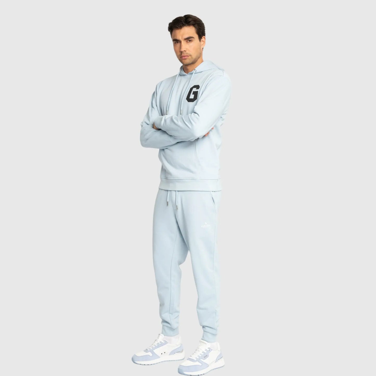 Regular Fit Hoodie in Midweight Cotton with Patch Print Gisada Hoodie