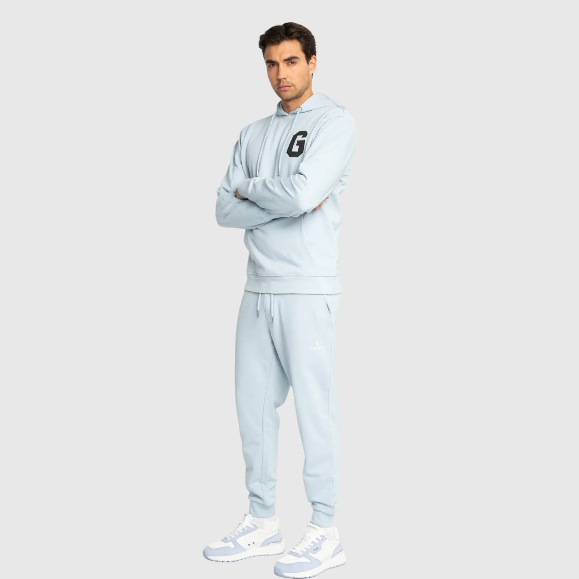 Regular Fit Hoodie in Midweight Cotton with Patch Print Gisada Hoodie