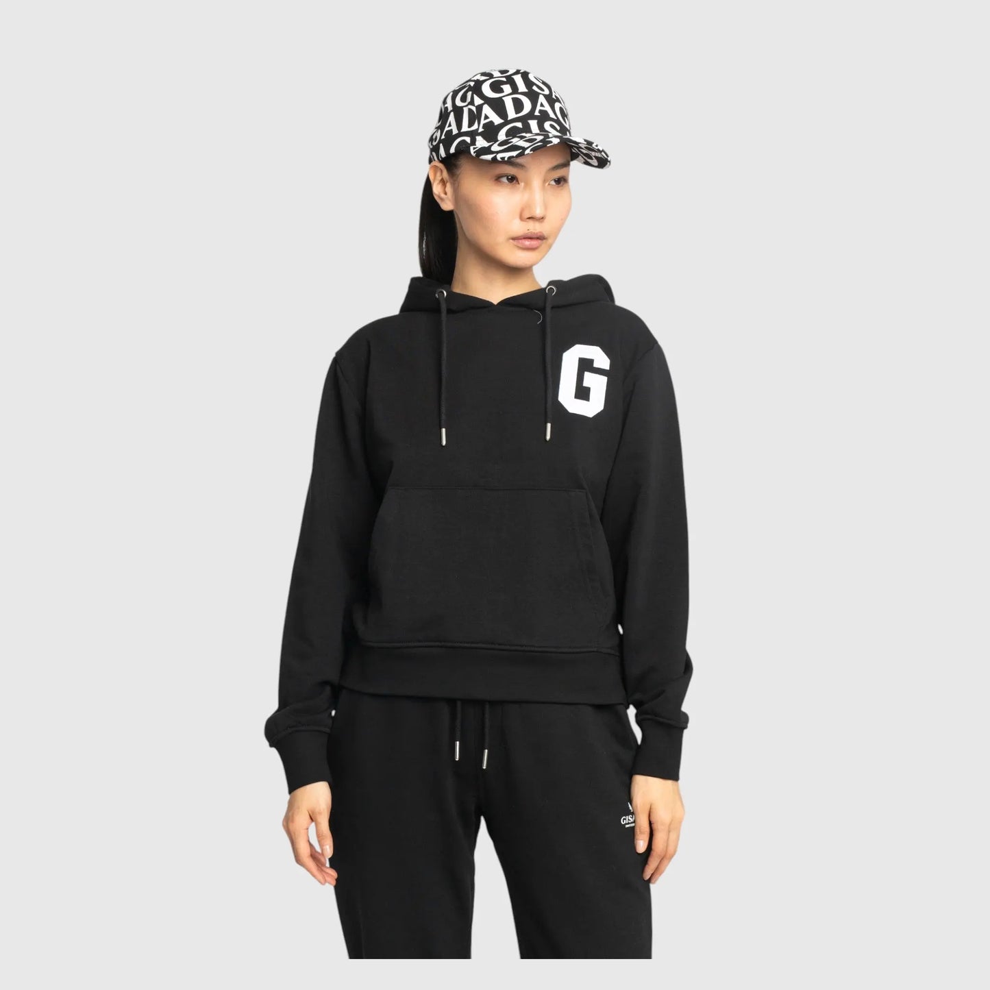 Regular Fit Hoodie in Midweight Cotton with Patch Print Gisada Hoodie