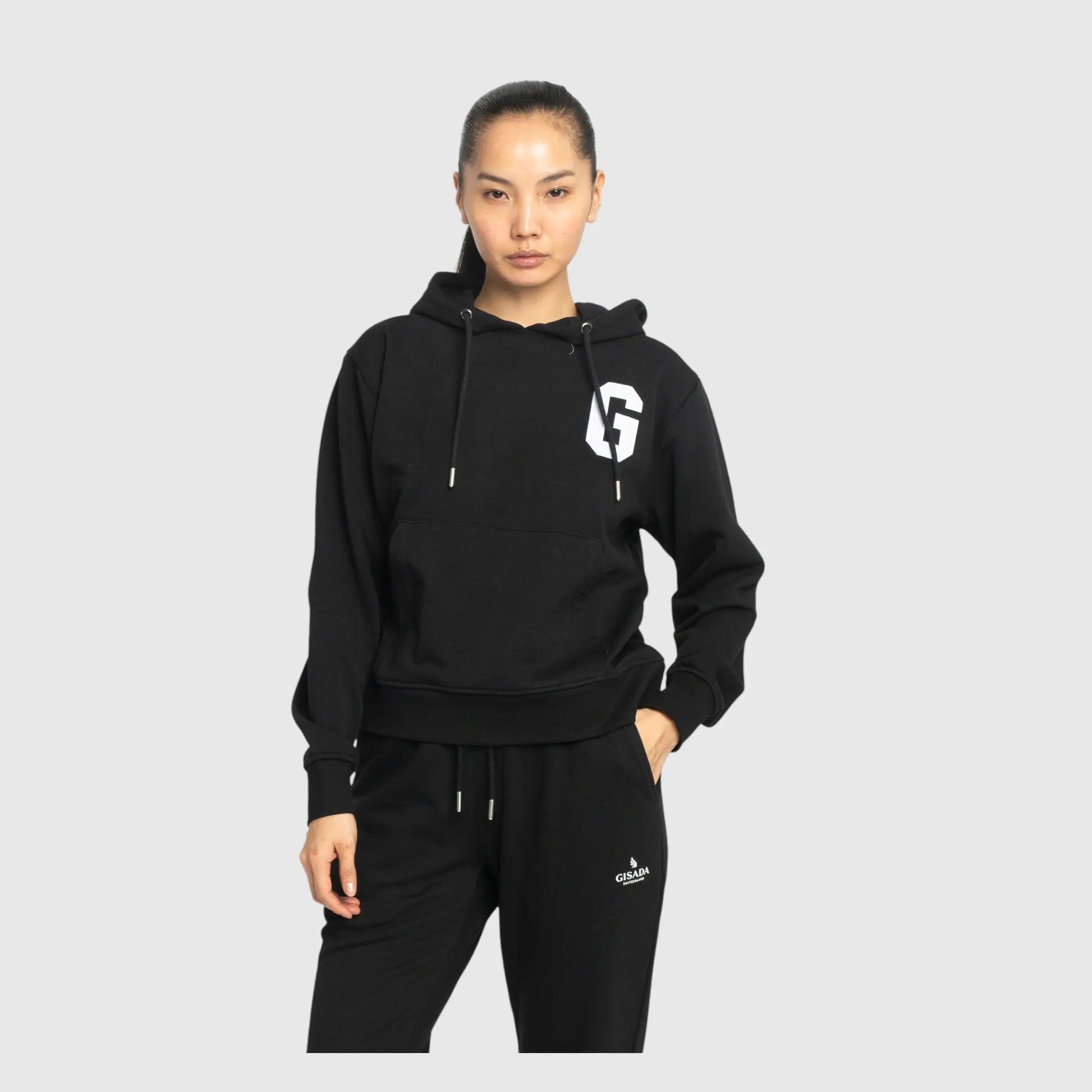 Regular Fit Hoodie in Midweight Cotton with Patch Print Gisada Hoodie
