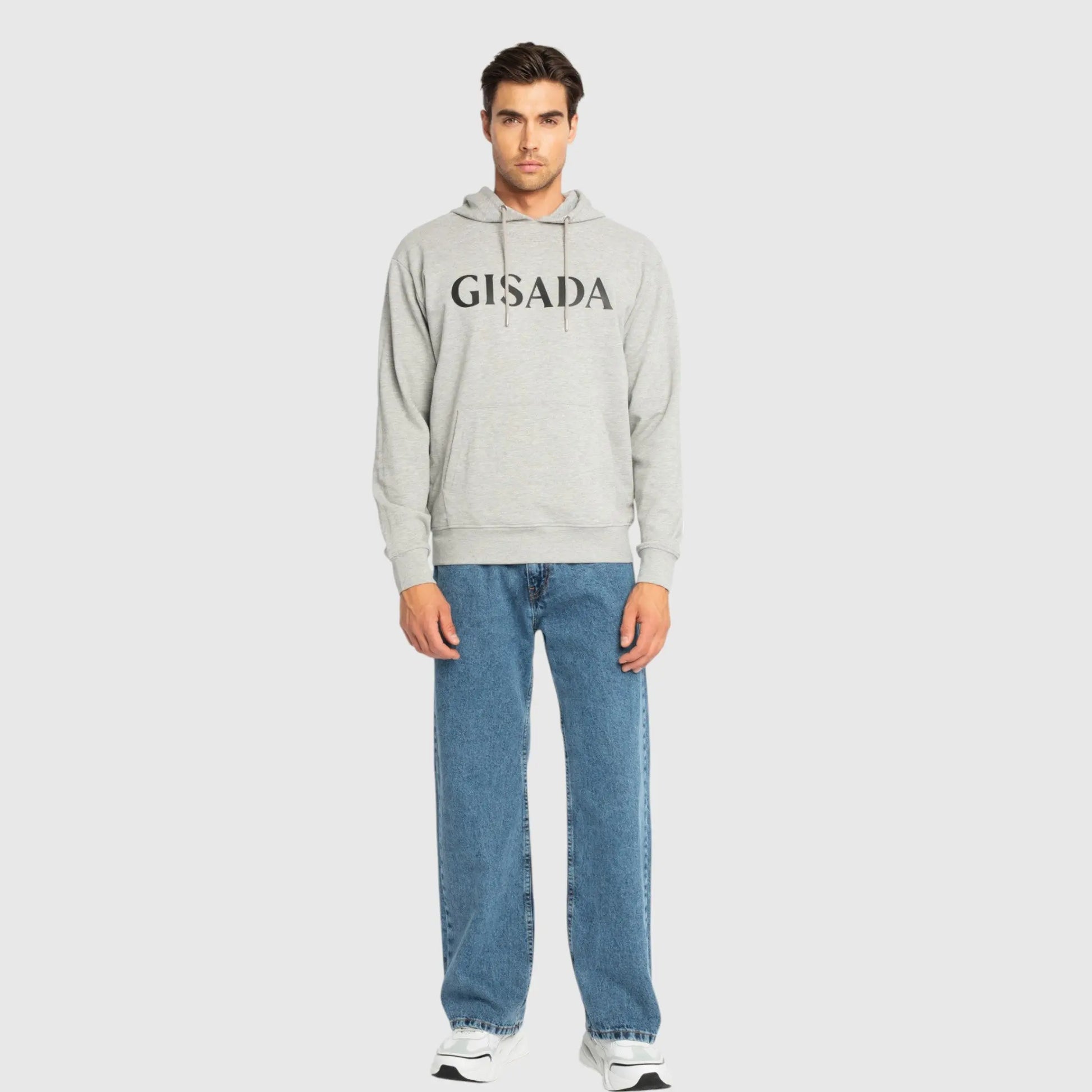 Regular Fit Hoodie in Midweight Cotton with Silicon Print Gisada Hoodie