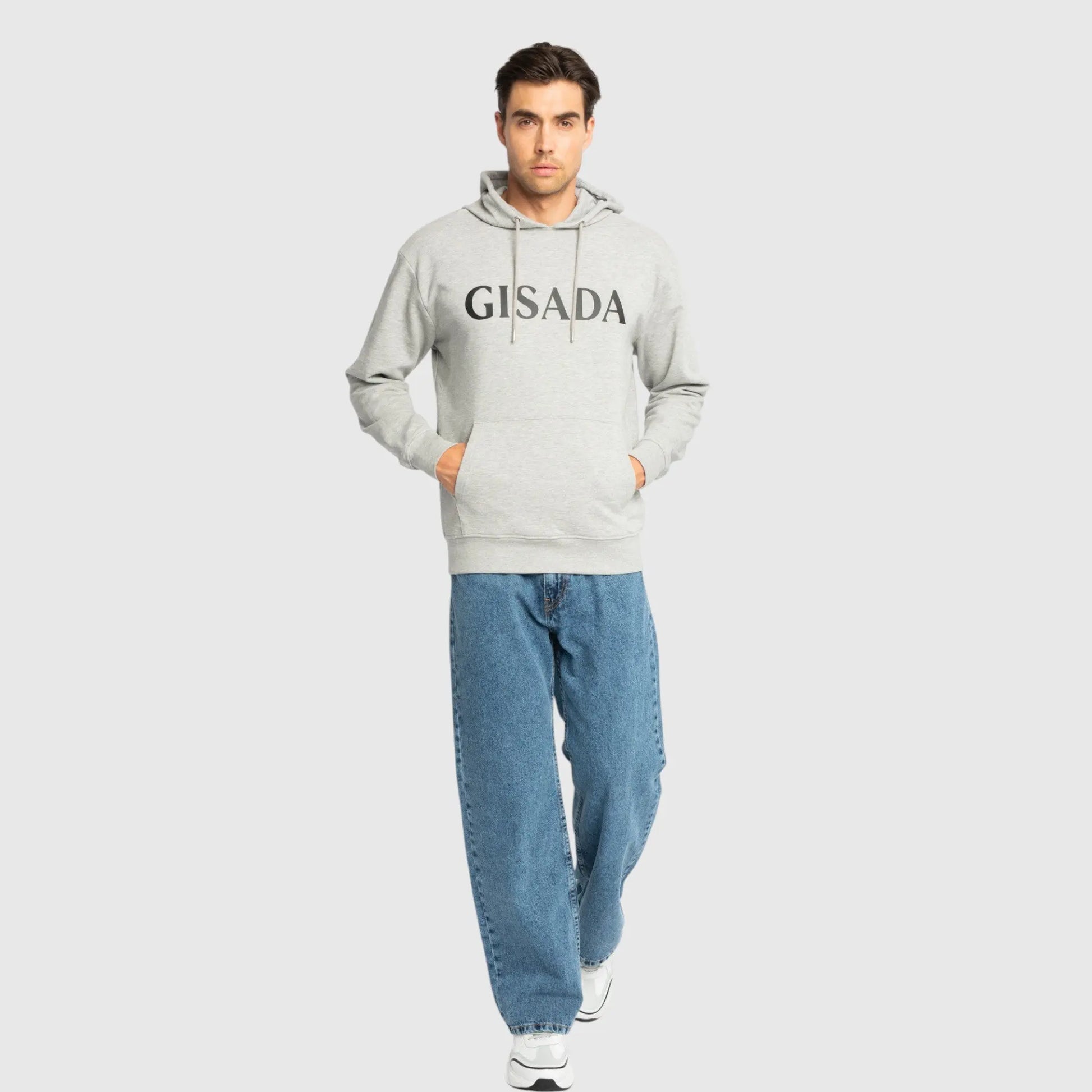 Regular Fit Hoodie in Midweight Cotton with Silicon Print Gisada Hoodie