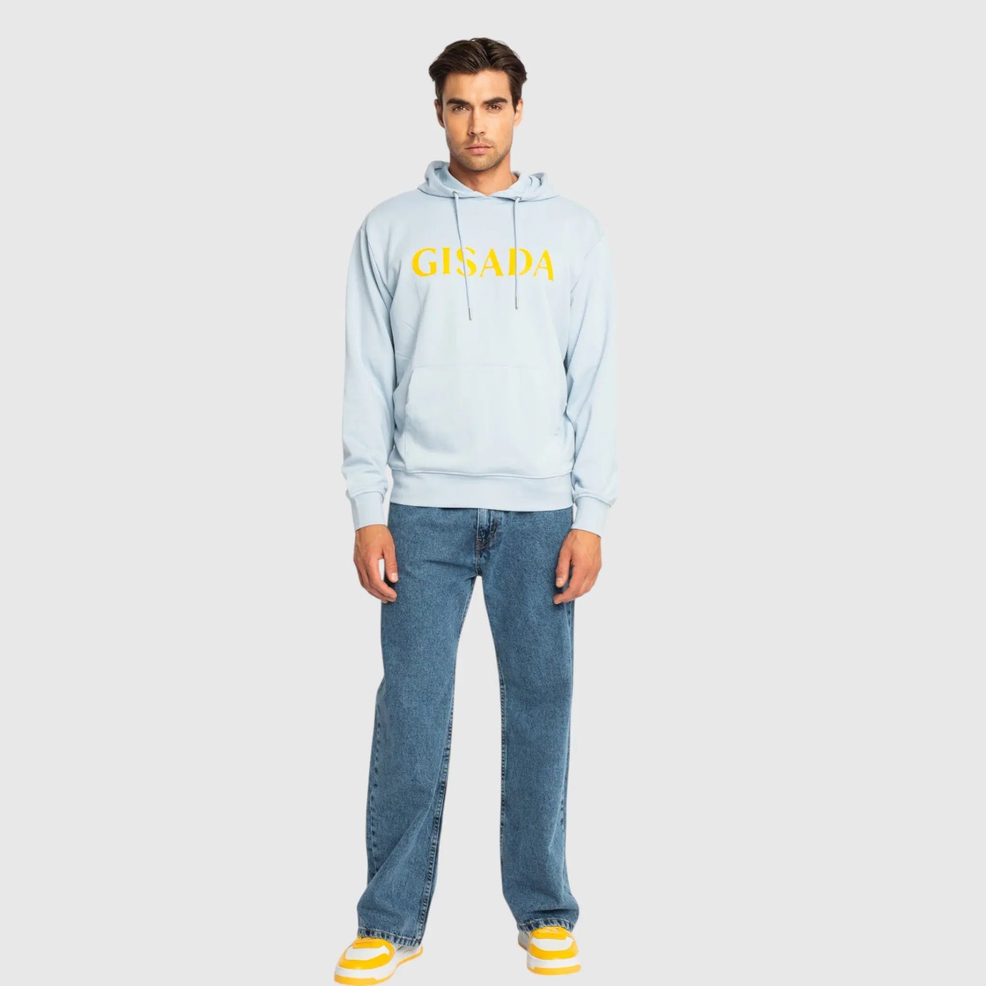 Regular Fit Hoodie in Midweight Cotton with Silicon Print Gisada Hoodie