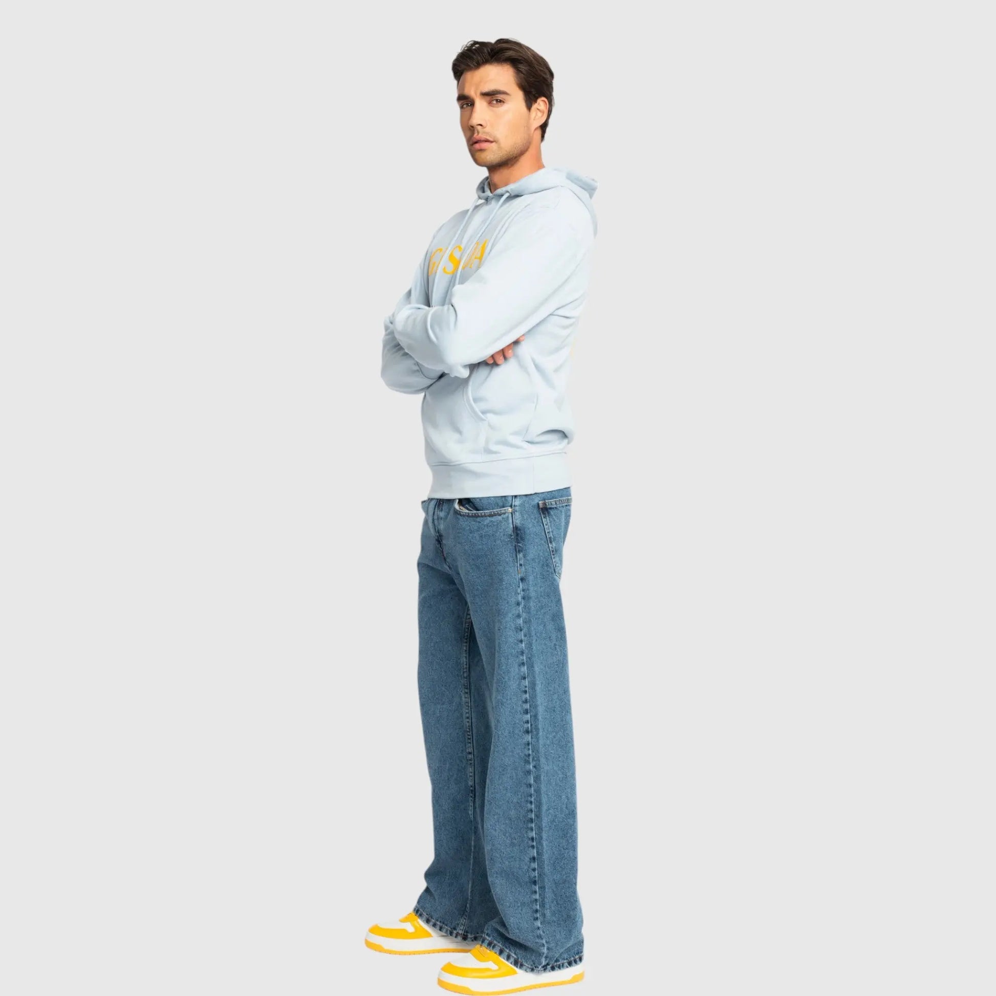 Regular Fit Hoodie in Midweight Cotton with Silicon Print Gisada Hoodie